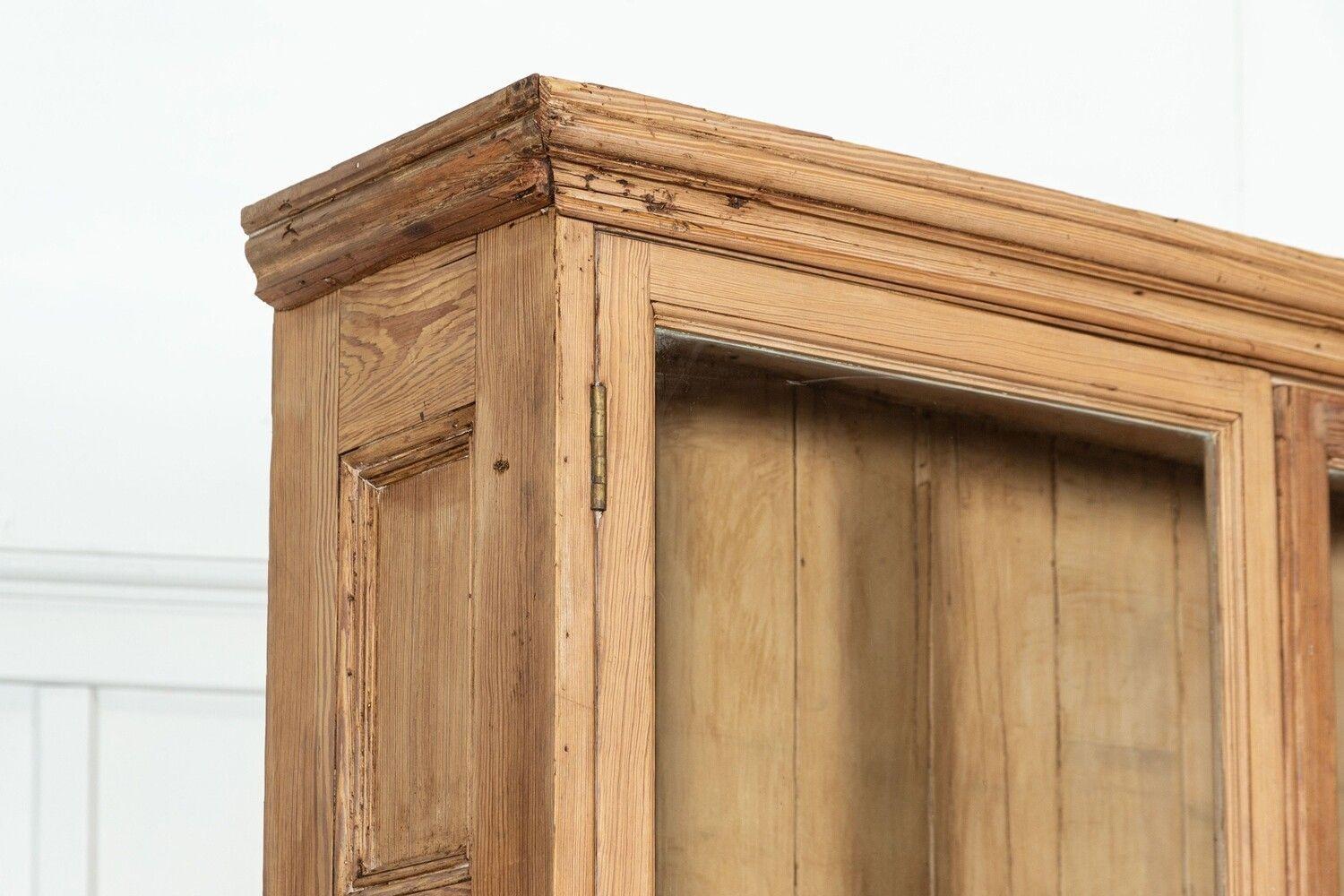 Monumental English Pine Glazed Bookcase Cabinet For Sale 5