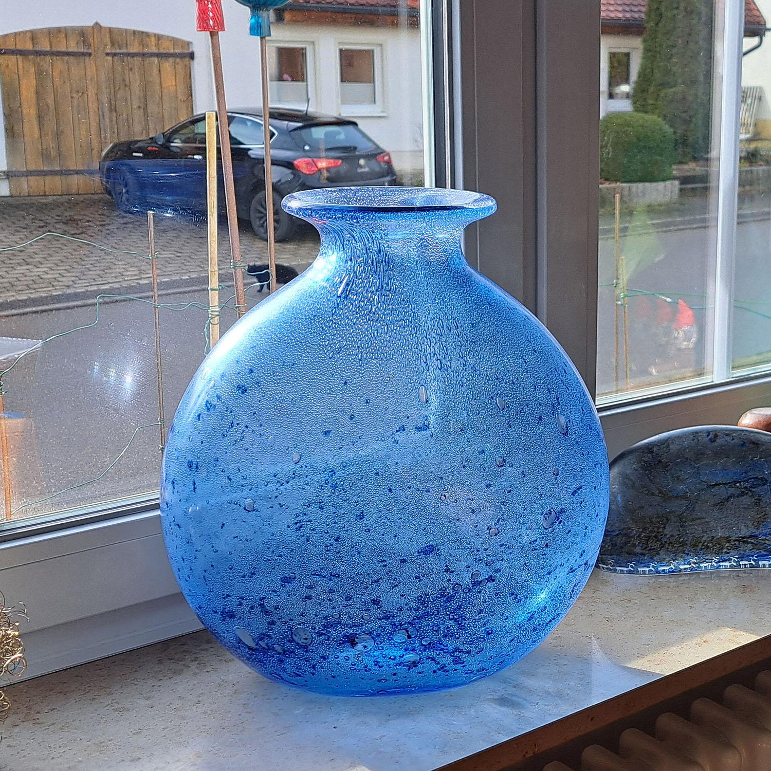 Monumental Ercole Barovier, Barovier & Toso Efeso Blue Vase, 1964 For Sale 4