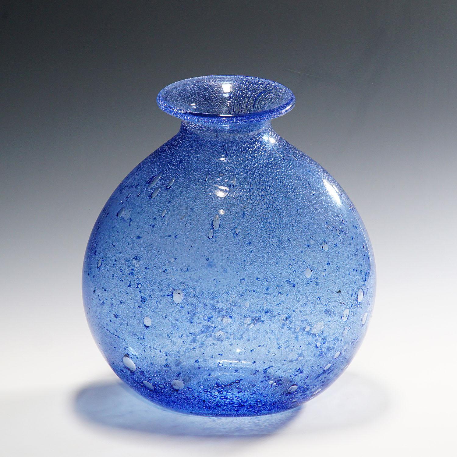 Mid-Century Modern Vase monumental bleu Efeso d'Ercole Barovier, Barovier & Toso, 1964 en vente