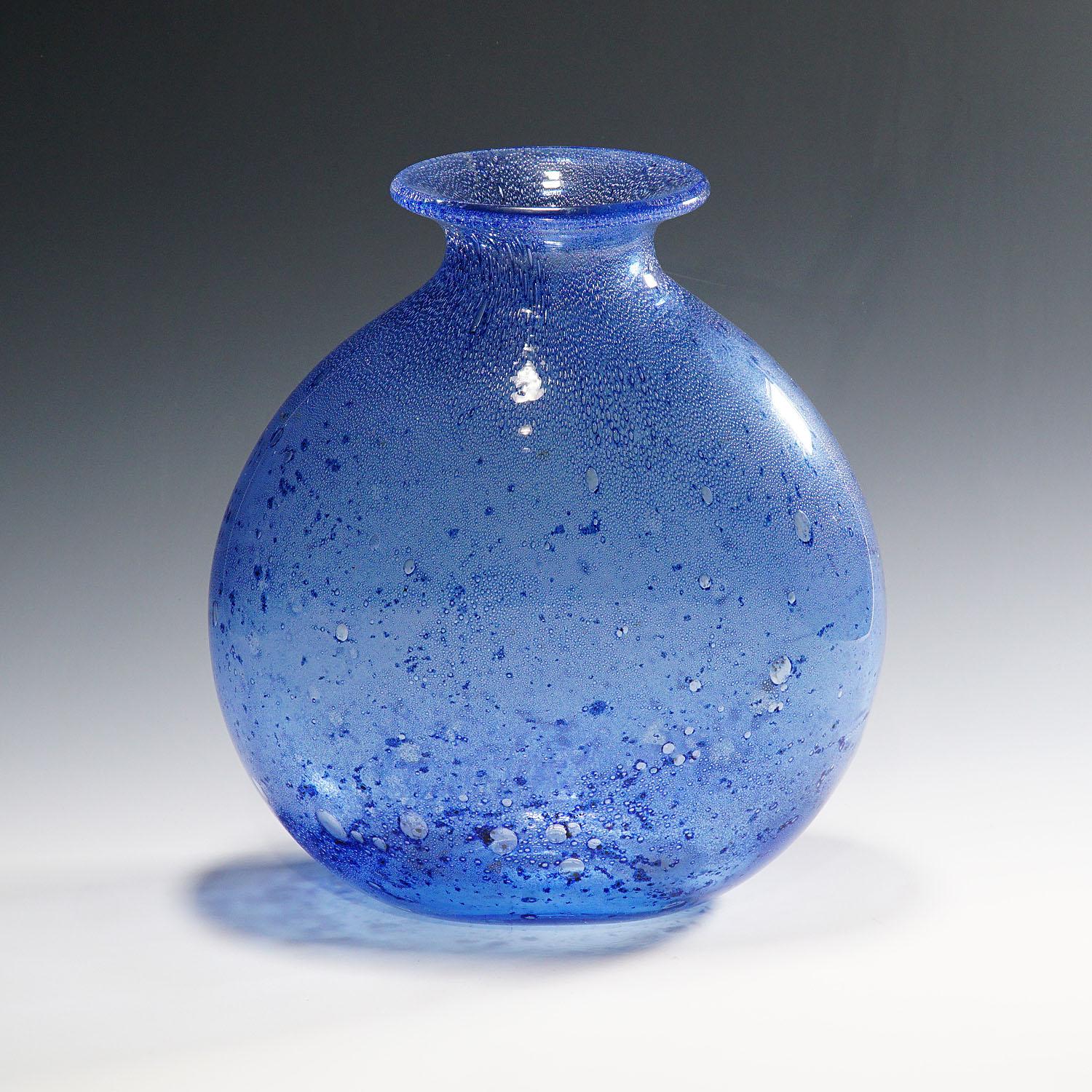 Mid-Century Modern Monumental Ercole Barovier, Barovier & Toso Efeso Blue Vase, 1964 For Sale