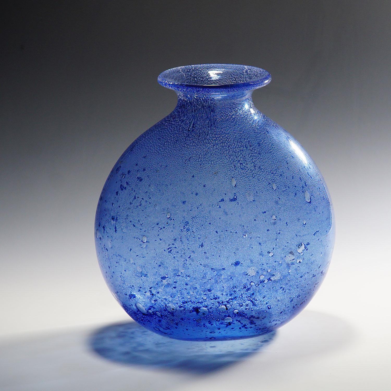 Mid-Century Modern Monumental Ercole Barovier, Barovier & Toso Efeso Blue Vase, 1964 For Sale