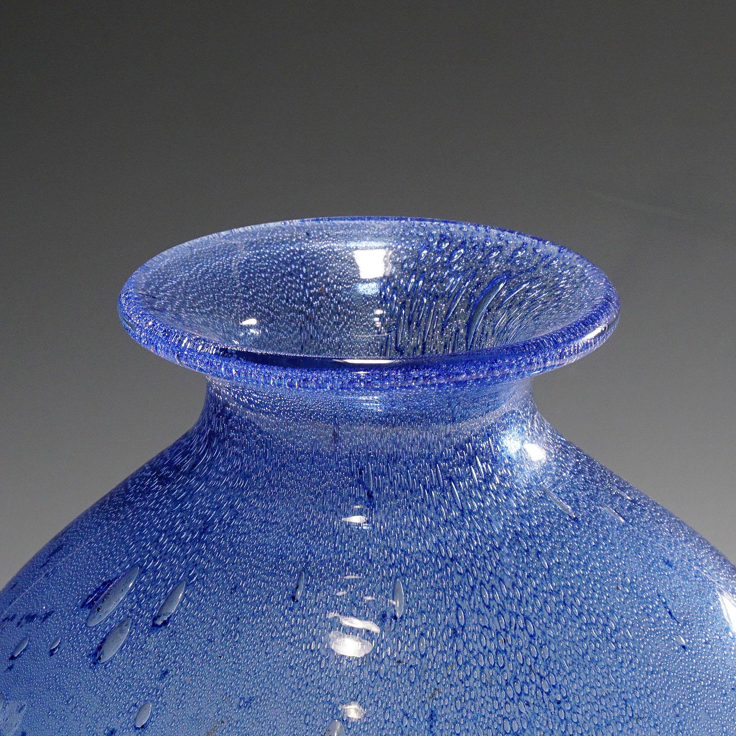 Italian Monumental Ercole Barovier, Barovier & Toso Efeso Blue Vase, 1964 For Sale