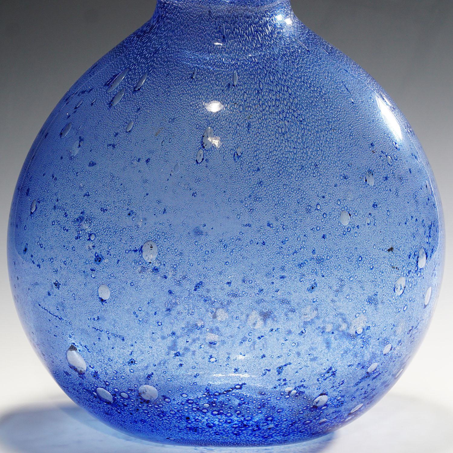 20th Century Monumental Ercole Barovier, Barovier & Toso Efeso Blue Vase, 1964 For Sale