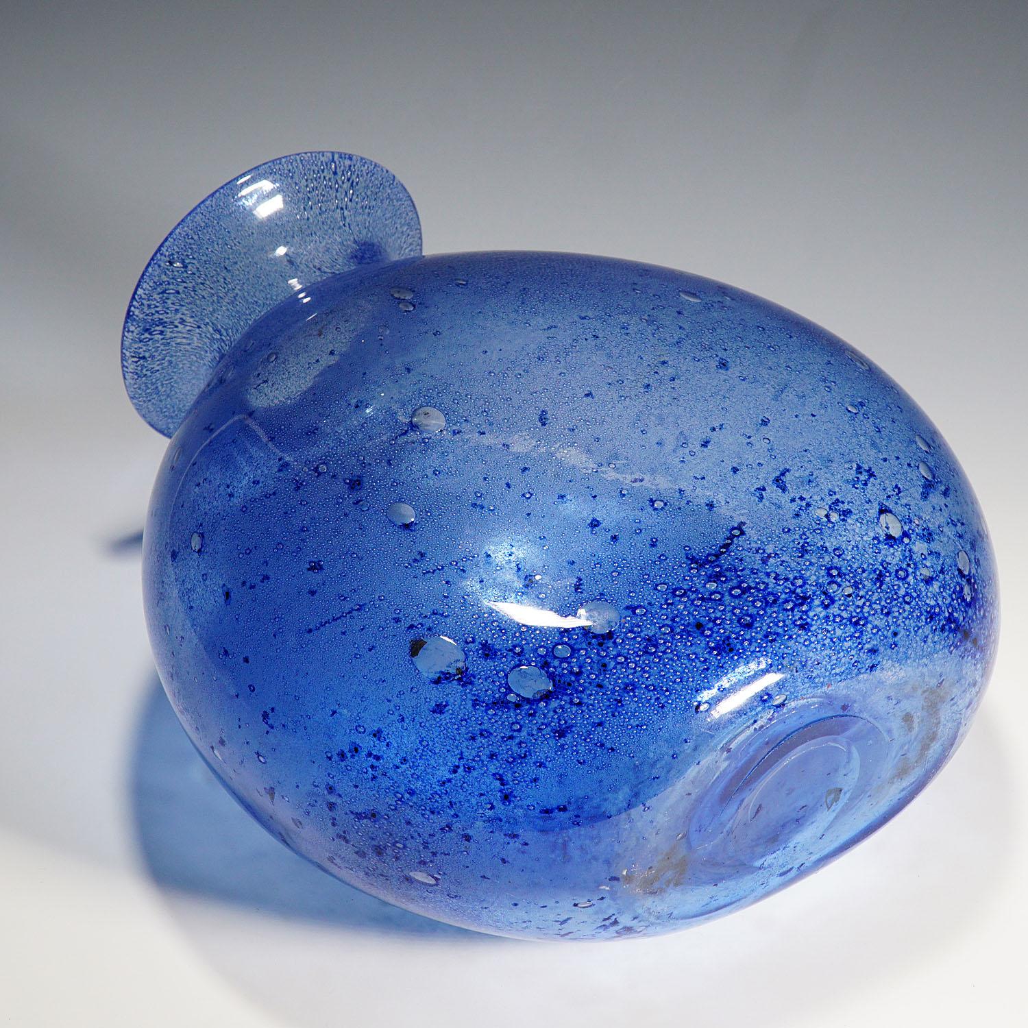 Art Glass Monumental Ercole Barovier, Barovier & Toso Efeso Blue Vase, 1964 For Sale