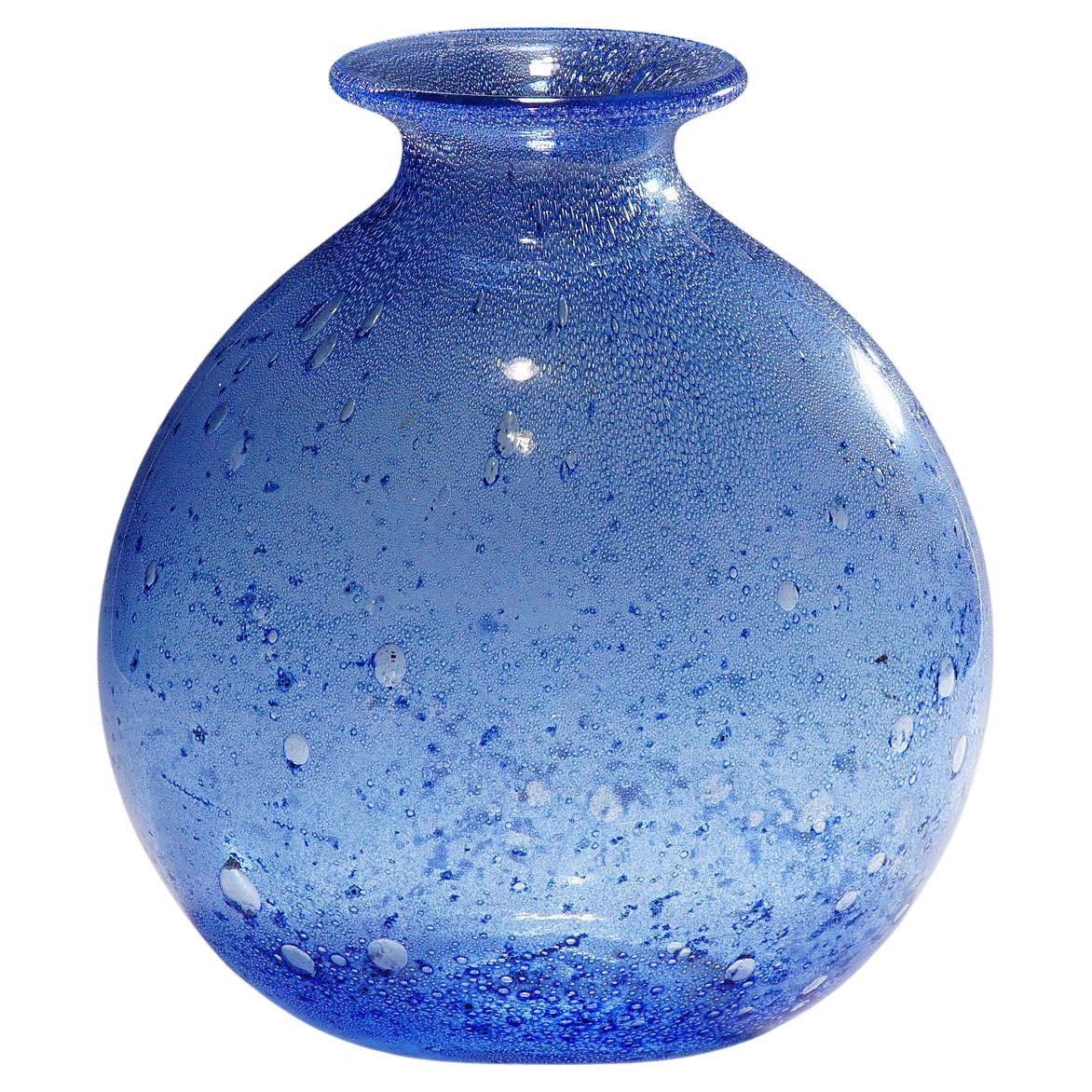 Monumental Ercole Barovier, Barovier & Toso Efeso Blue Vase, 1964 For Sale