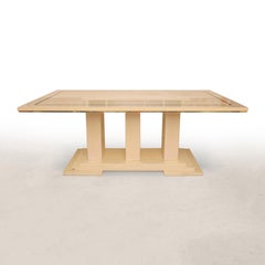 Monumental Eric Maville Signed Lacquered and Brass Dining Table