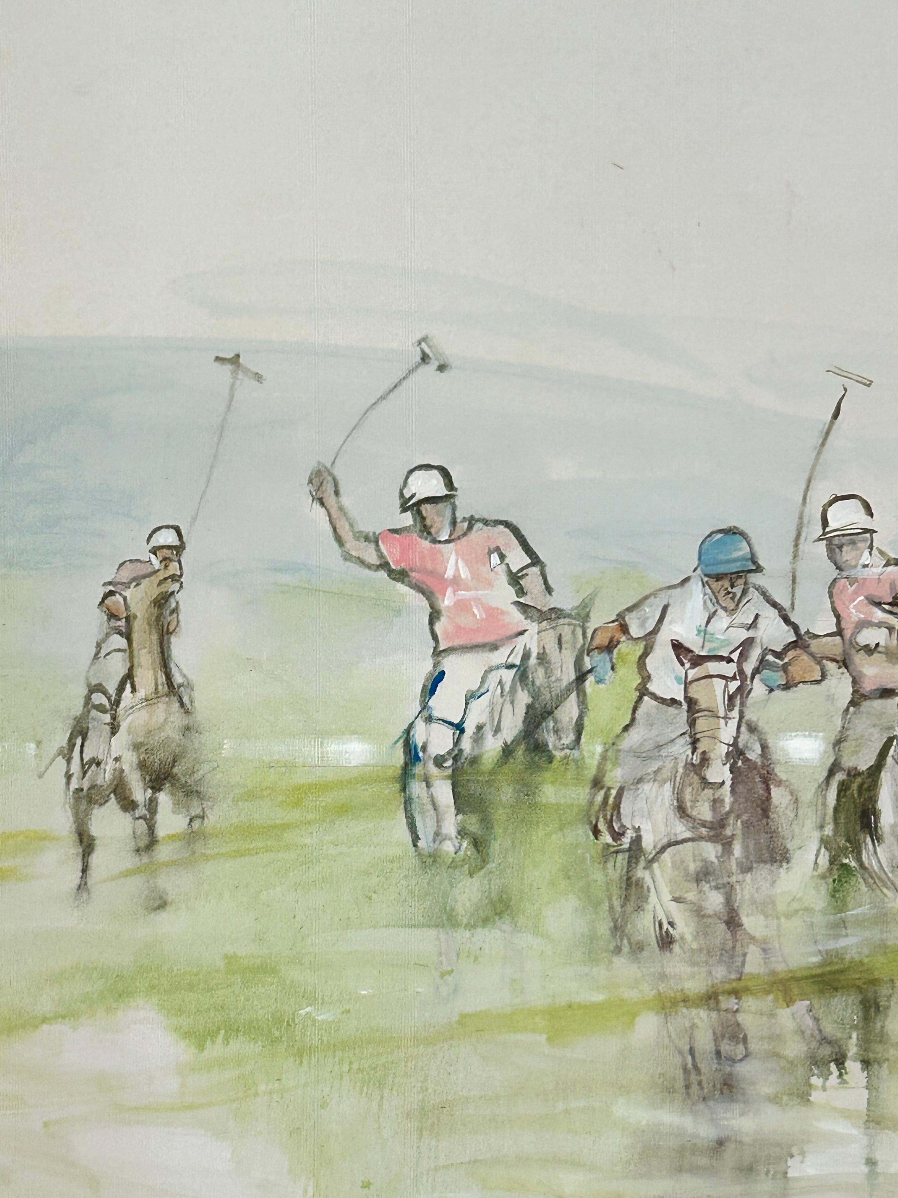 Monumental Ethereal Polo Horse Game Landscape Painting on Canvas by George Rizzo 2