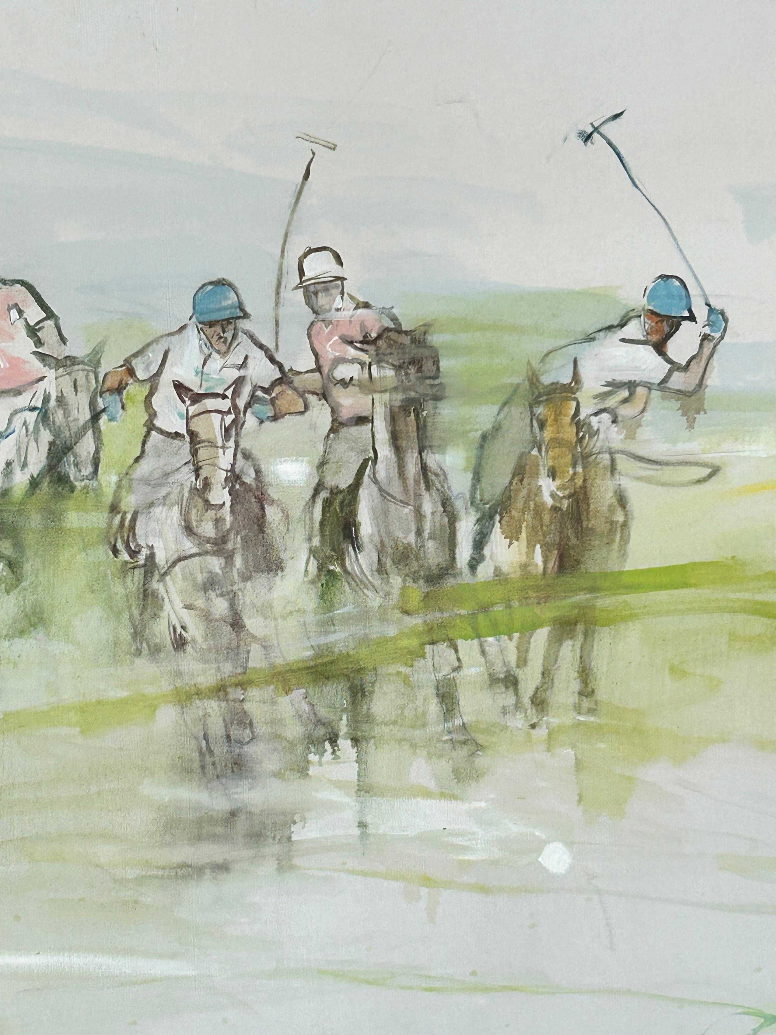 Monumental Ethereal Polo Horse Game Landscape Painting on Canvas by George Rizzo 3