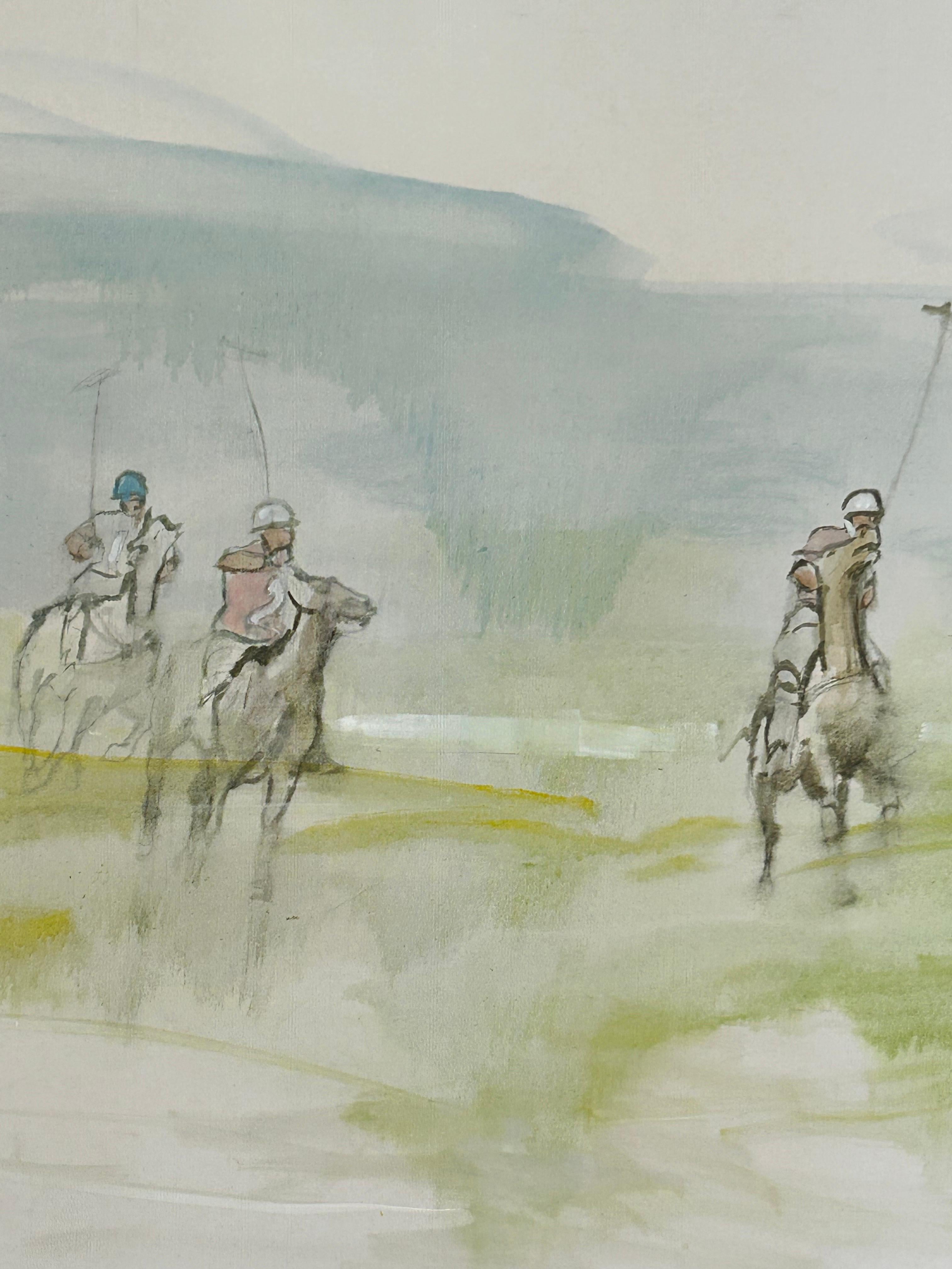 Monumental Ethereal Polo Horse Game Landscape Painting on Canvas by George Rizzo 1