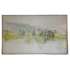 Monumental Ethereal Polo Horse Game Landscape Painting on Canvas by George Rizzo