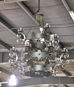 Monumental European Gothic Wrought Iron Black Gothic Chandelier 1 of 3