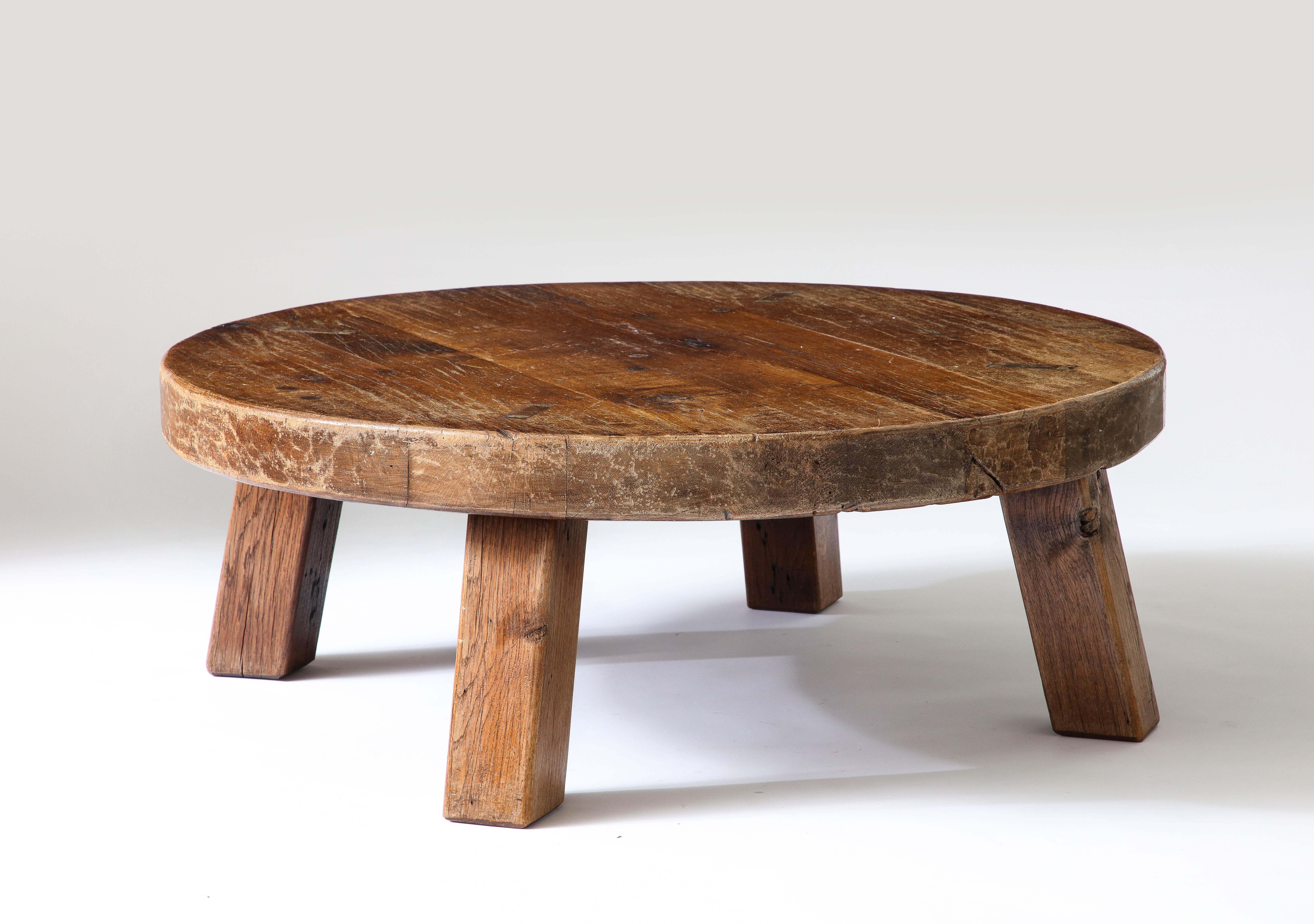 French Monumental European Pine Coffee Table, France, c. 1960 For Sale