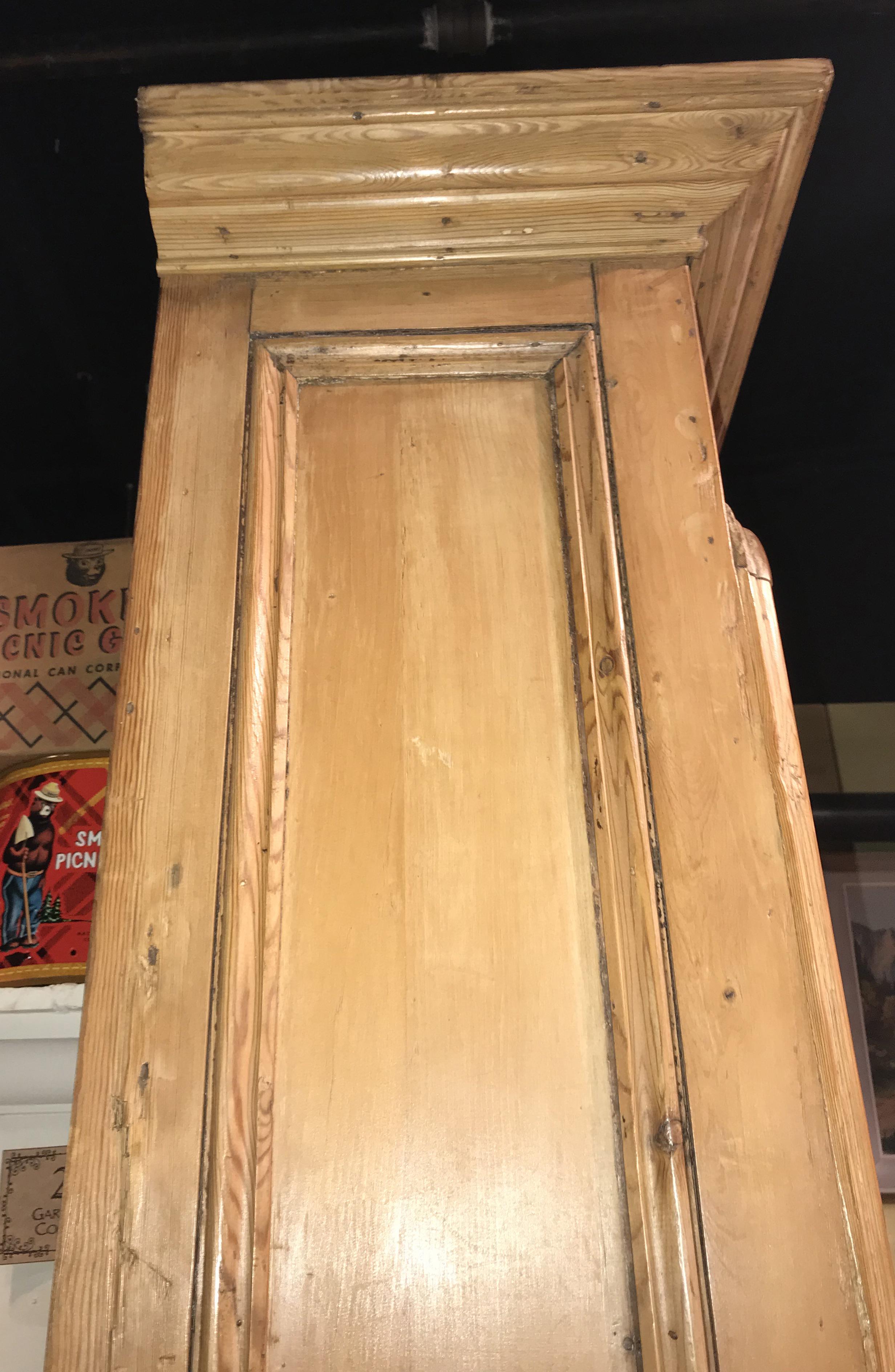 Monumental European Two Part Pine Bookcase / Hutch with Foliate Carved Crest 5