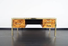 Monumental Executive Burl Wood Desk by Pace Collection