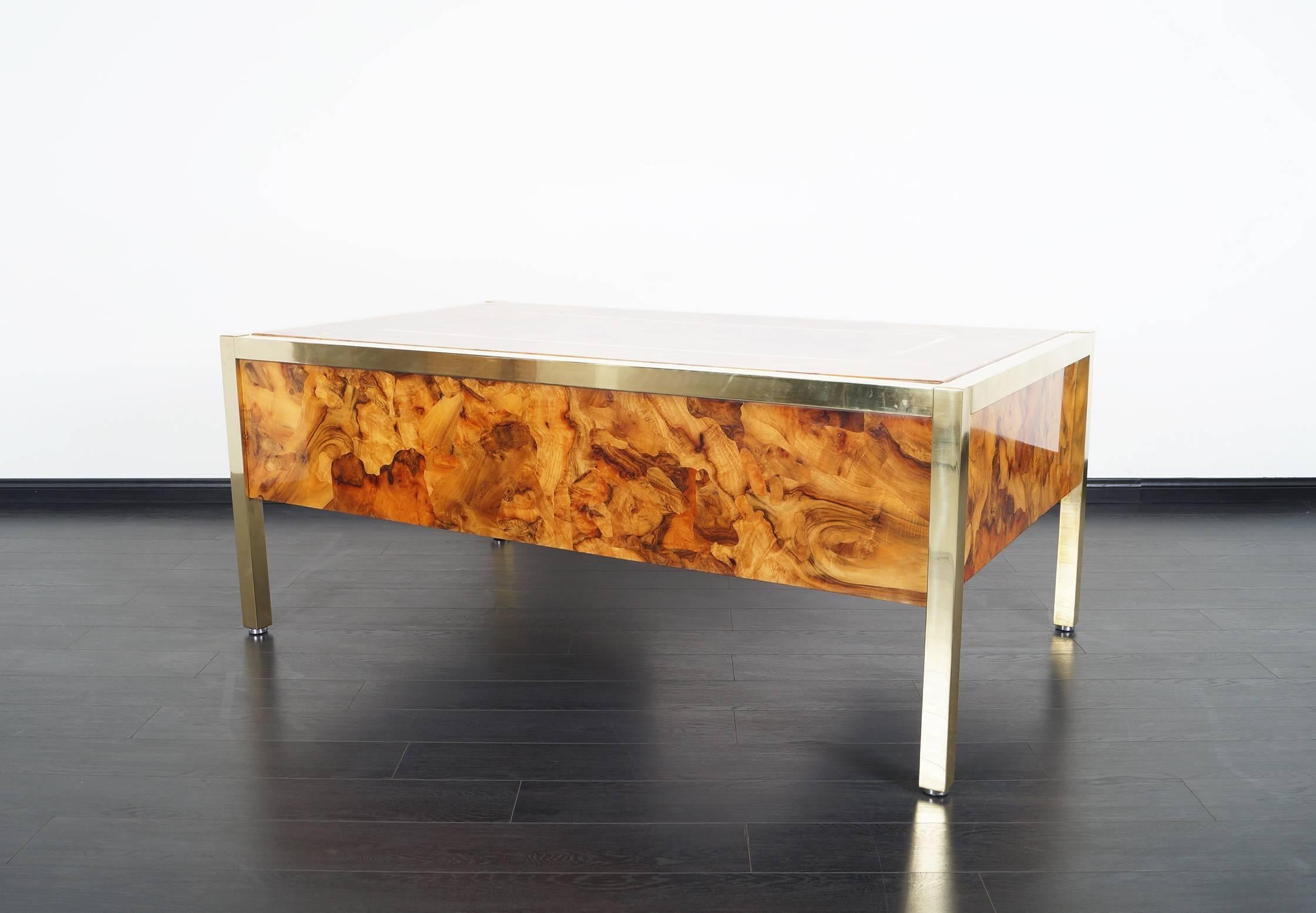 American Monumental Executive Burl Wood Desk by Pace Collection