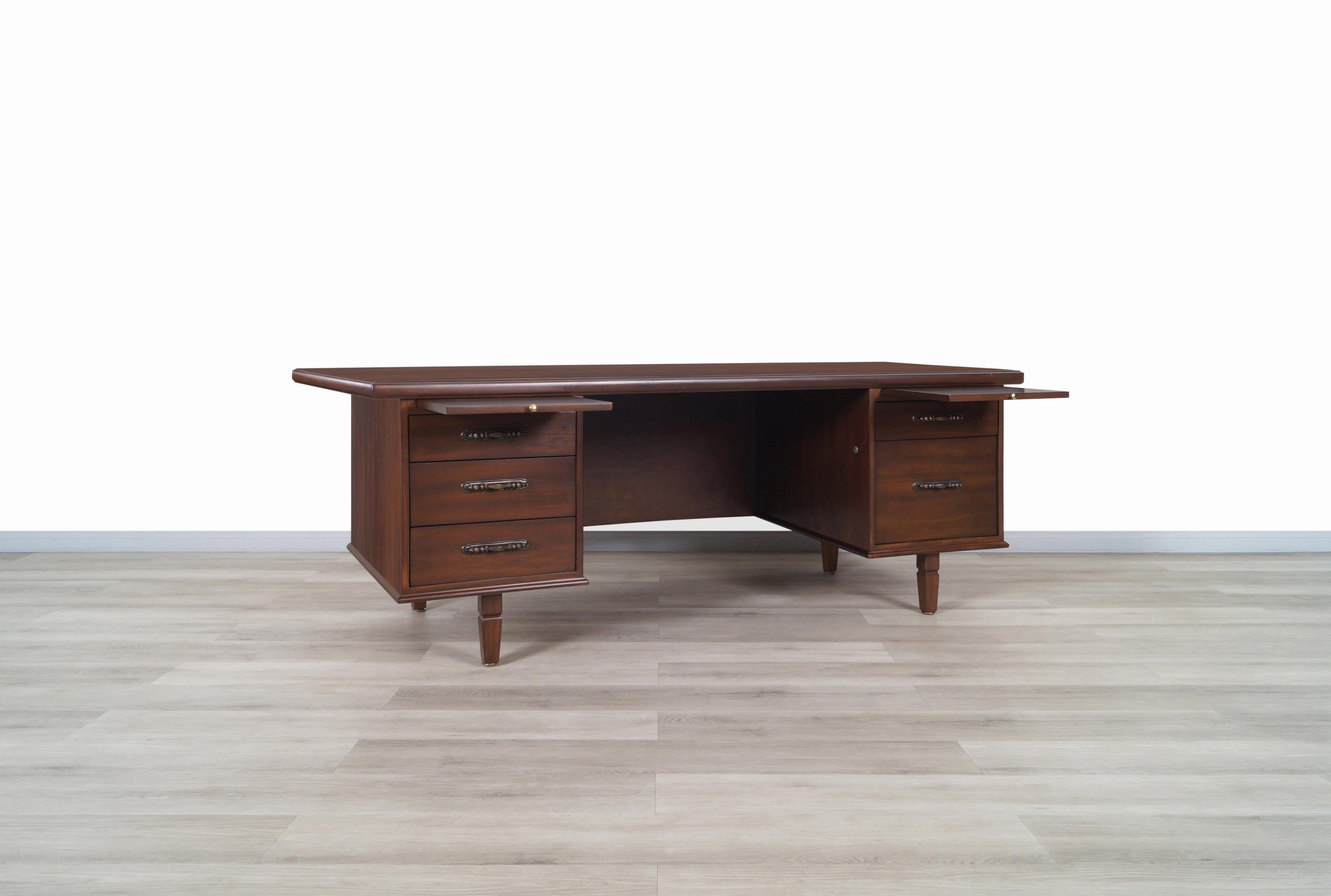American Monumental Executive Walnut Desk by Monteverdi Young