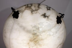 Monumental Extra Large Antique White Alabaster Chandelier, 1940s