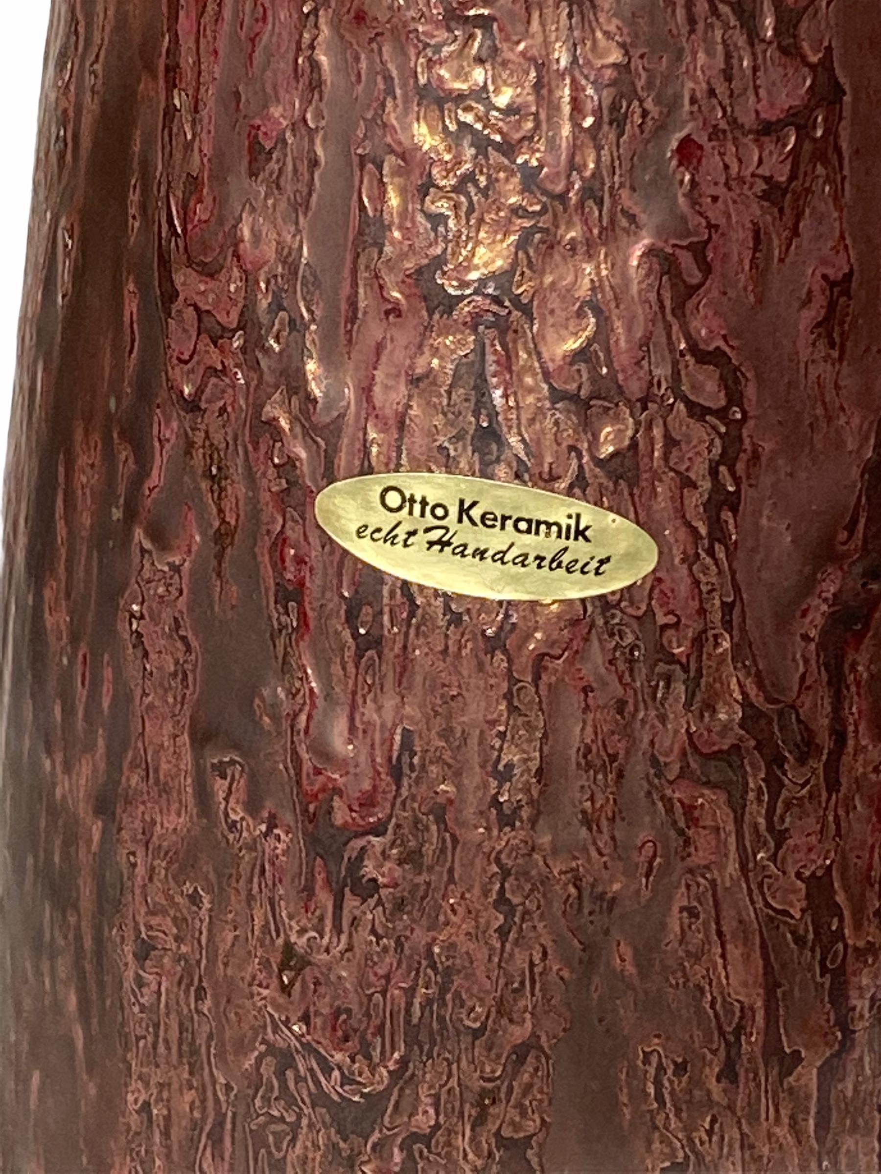 Monumental vase de sol en lave grasse métallique mi-siècle par Otto Keramik Ceramic, années 1960 en vente 6