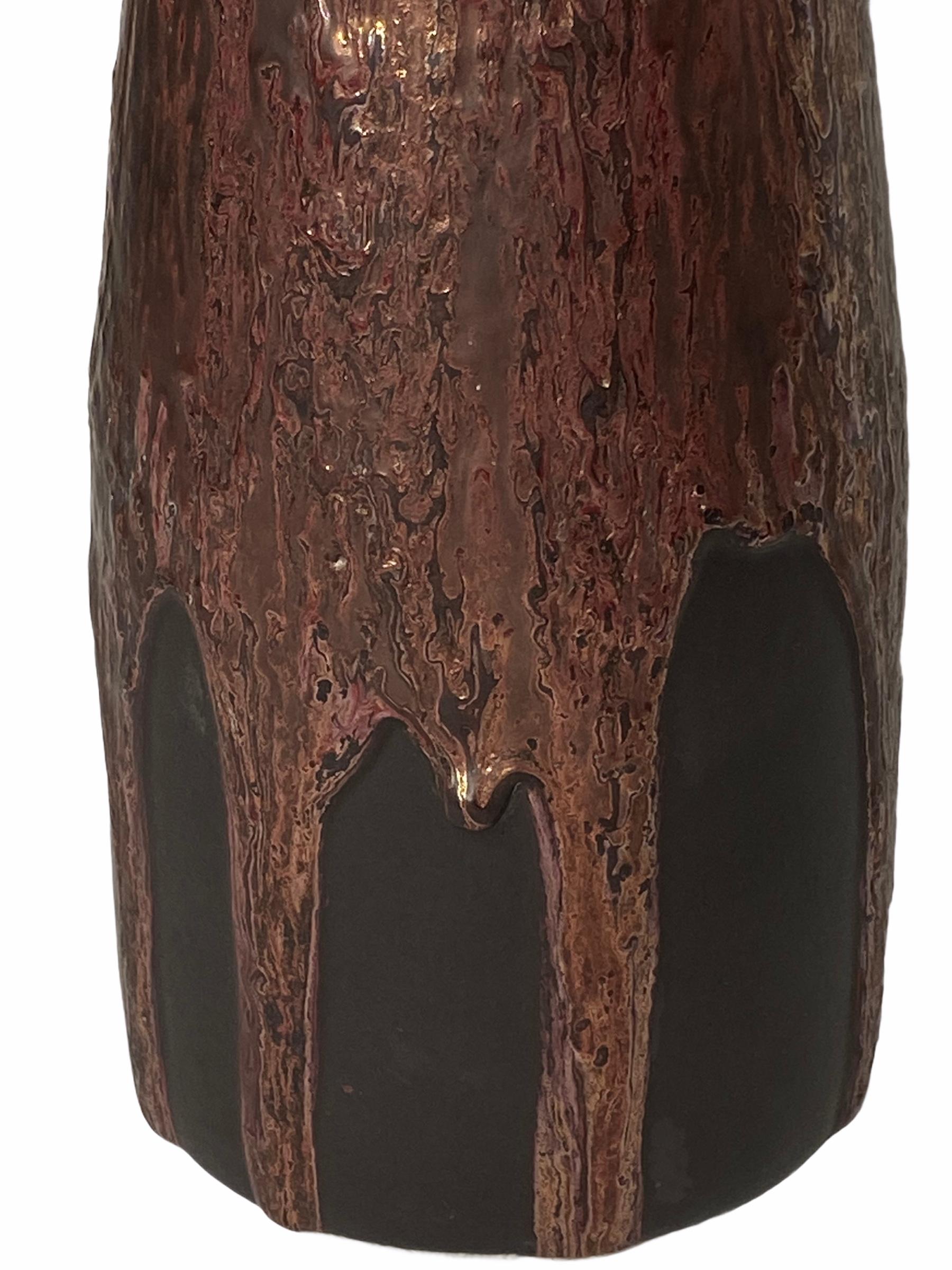 Monumental Fat Lava Metallic Floor Vase Midcentury by Otto Keramik Ceramic 1960s For Sale 7