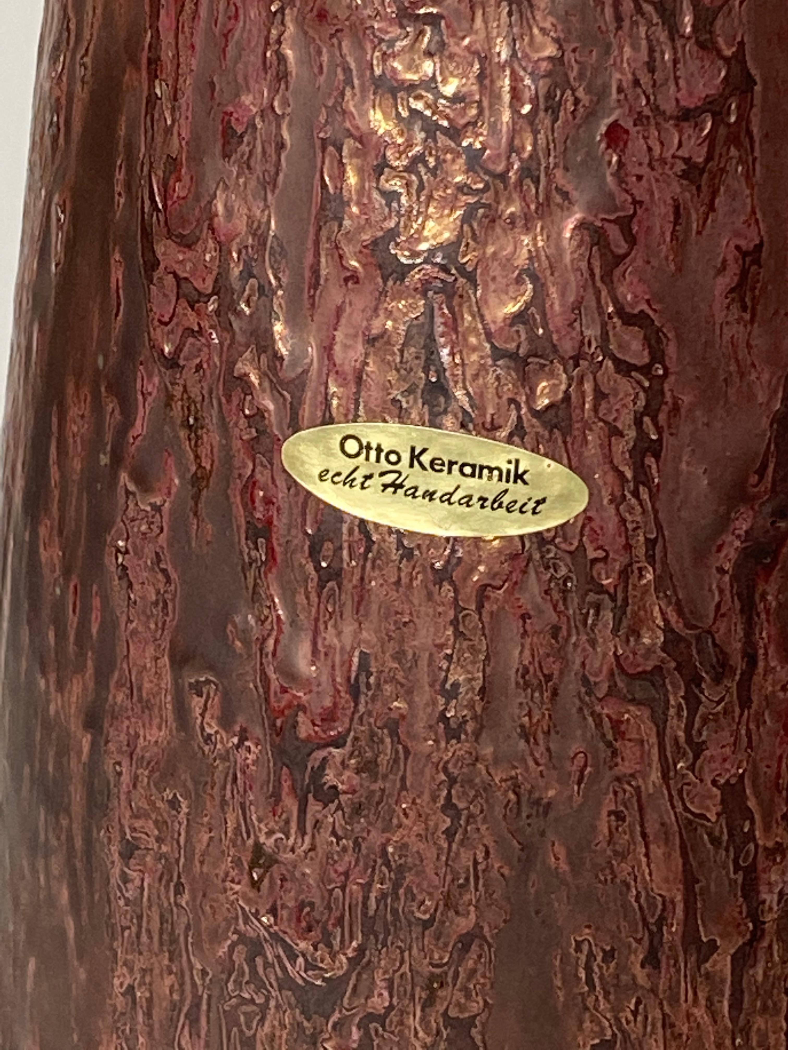 Hand-Crafted Monumental Fat Lava Metallic Floor Vase Midcentury by Otto Keramik Ceramic 1960s For Sale