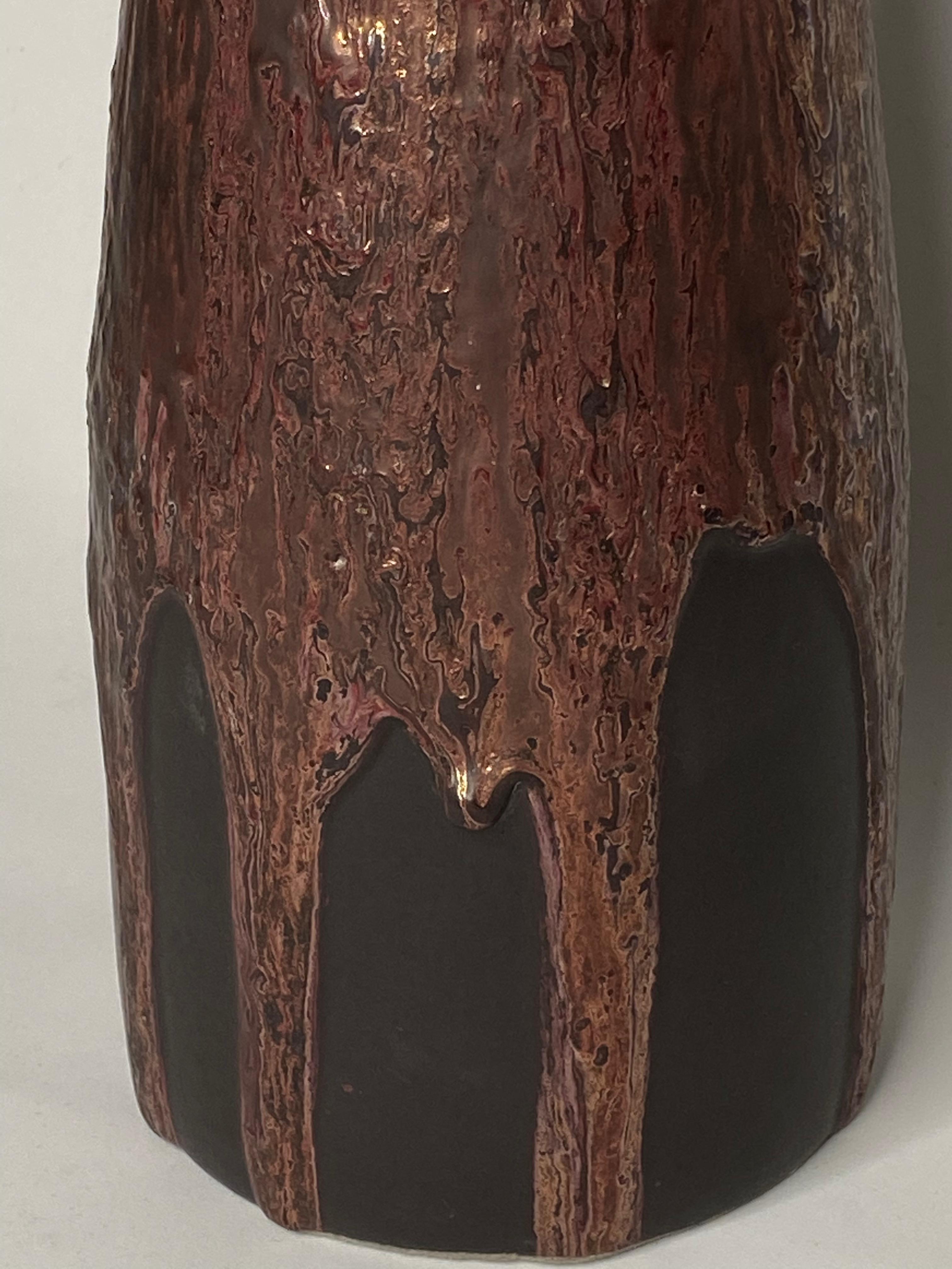 Metà XX secolo Vaso da terra Monumental Fat Lava Metallic Midcentury by Otto Keramik Ceramic 1960s in vendita