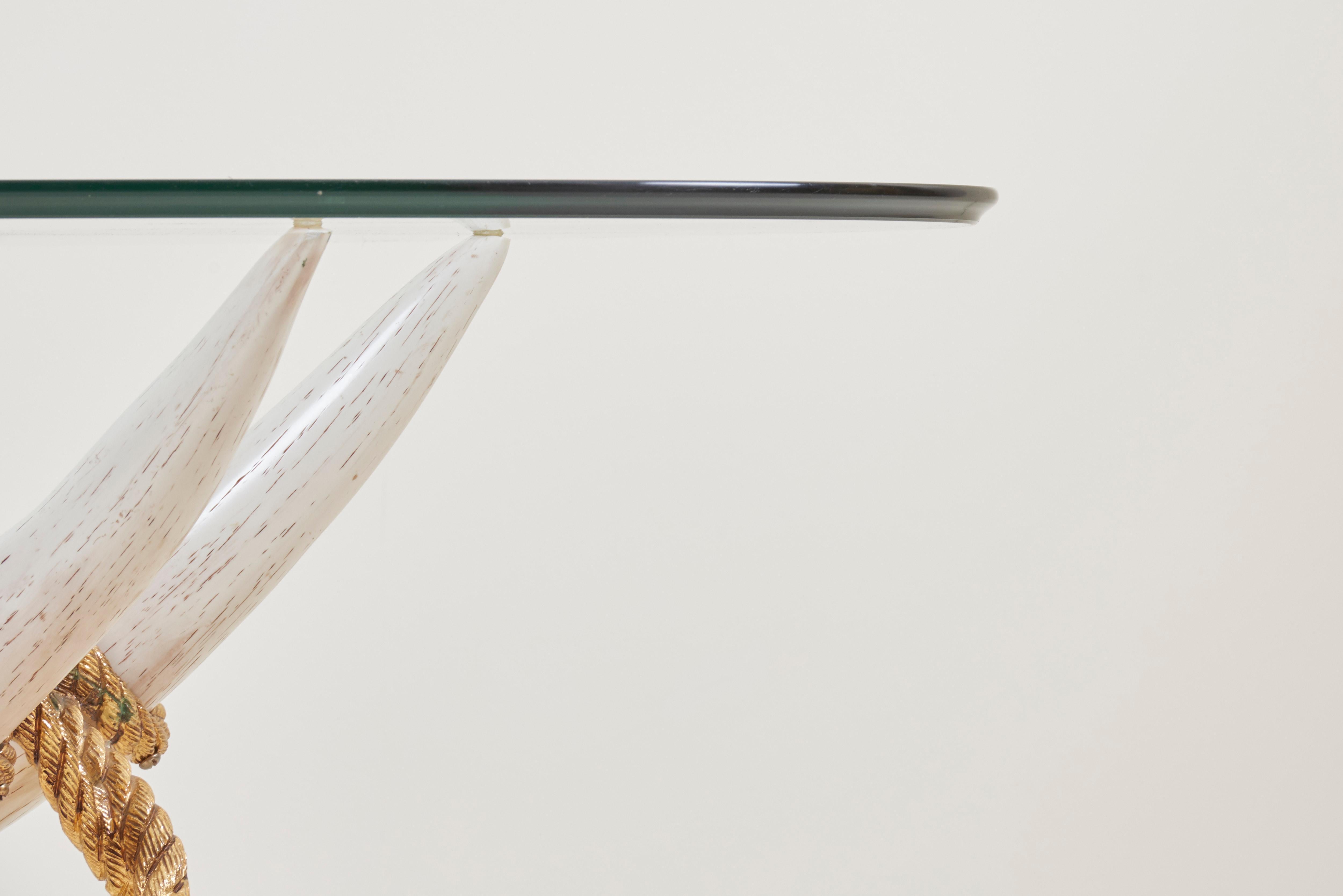 Mid-Century Modern Monumental Faux Elephant Tusk Coffee Table Attributed to Maison Jansen