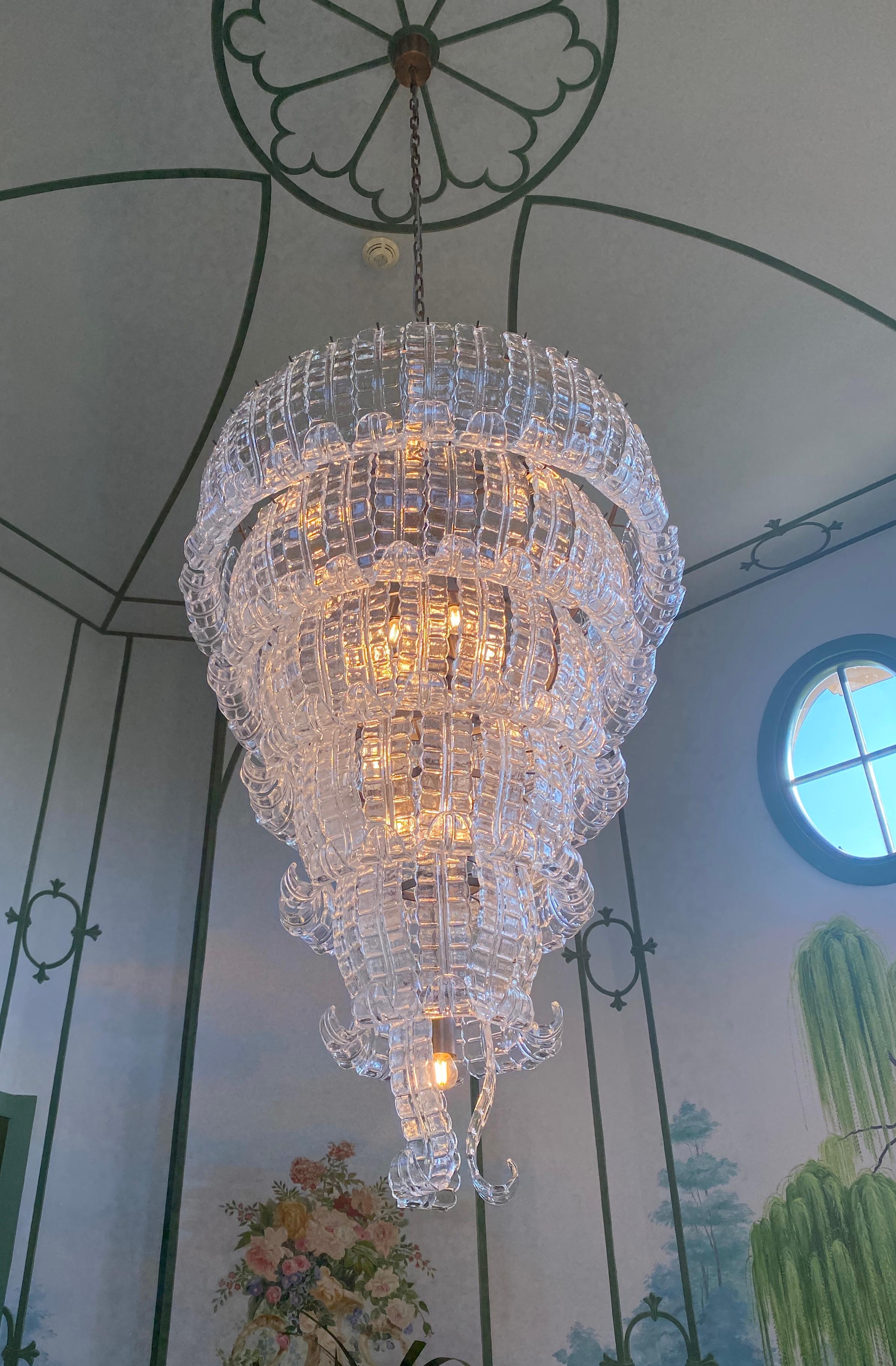 Lampadario monumentale Felci in vetro di Murano in vendita 4