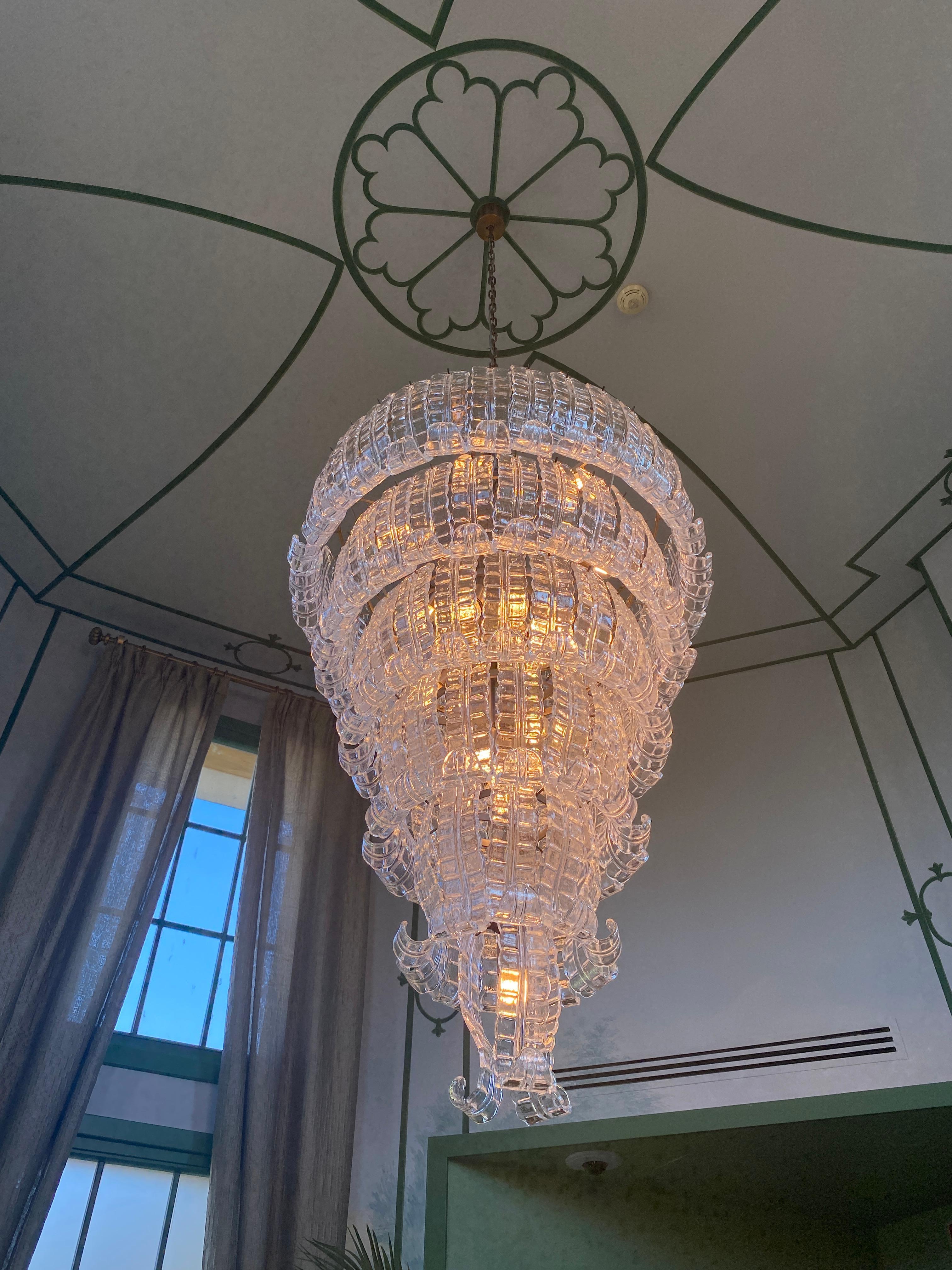 Lampadario monumentale Felci in vetro di Murano in vendita 9