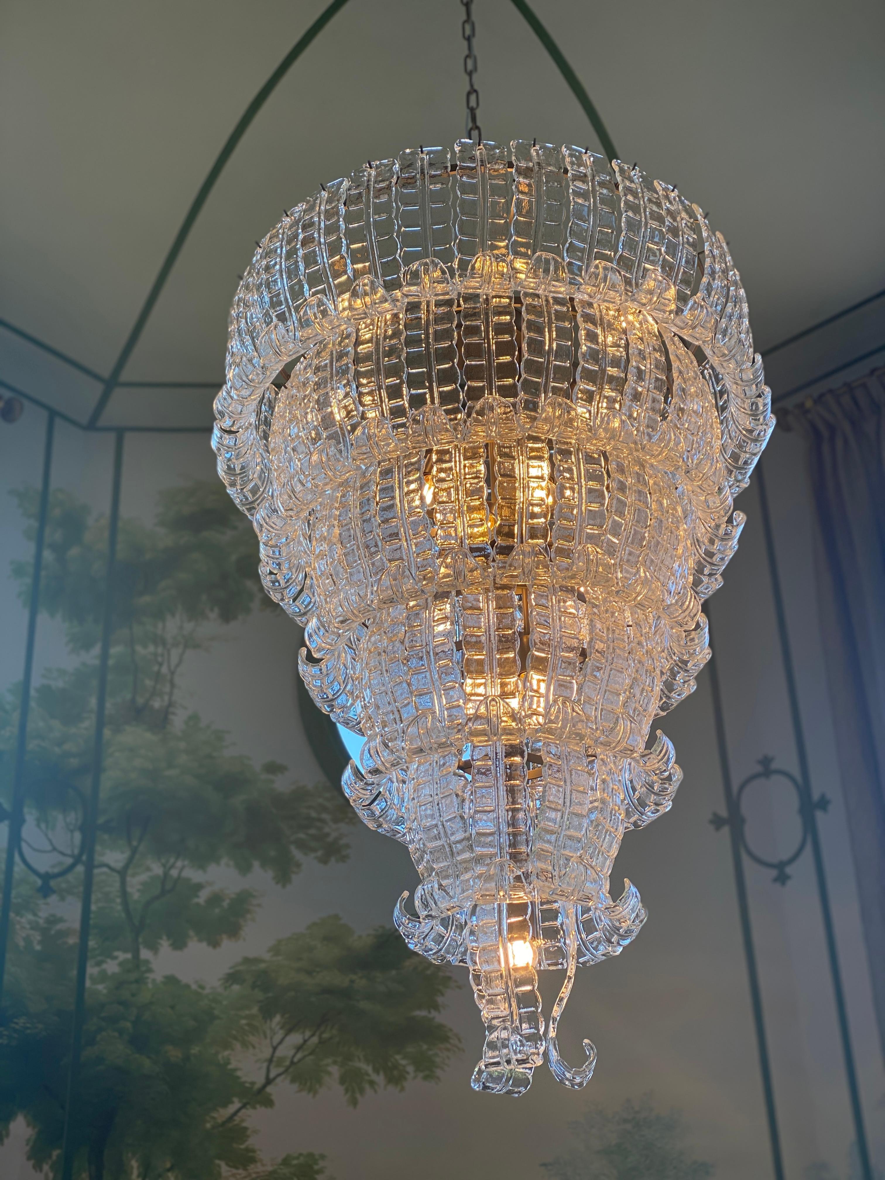 Europeo Lampadario monumentale Felci in vetro di Murano in vendita