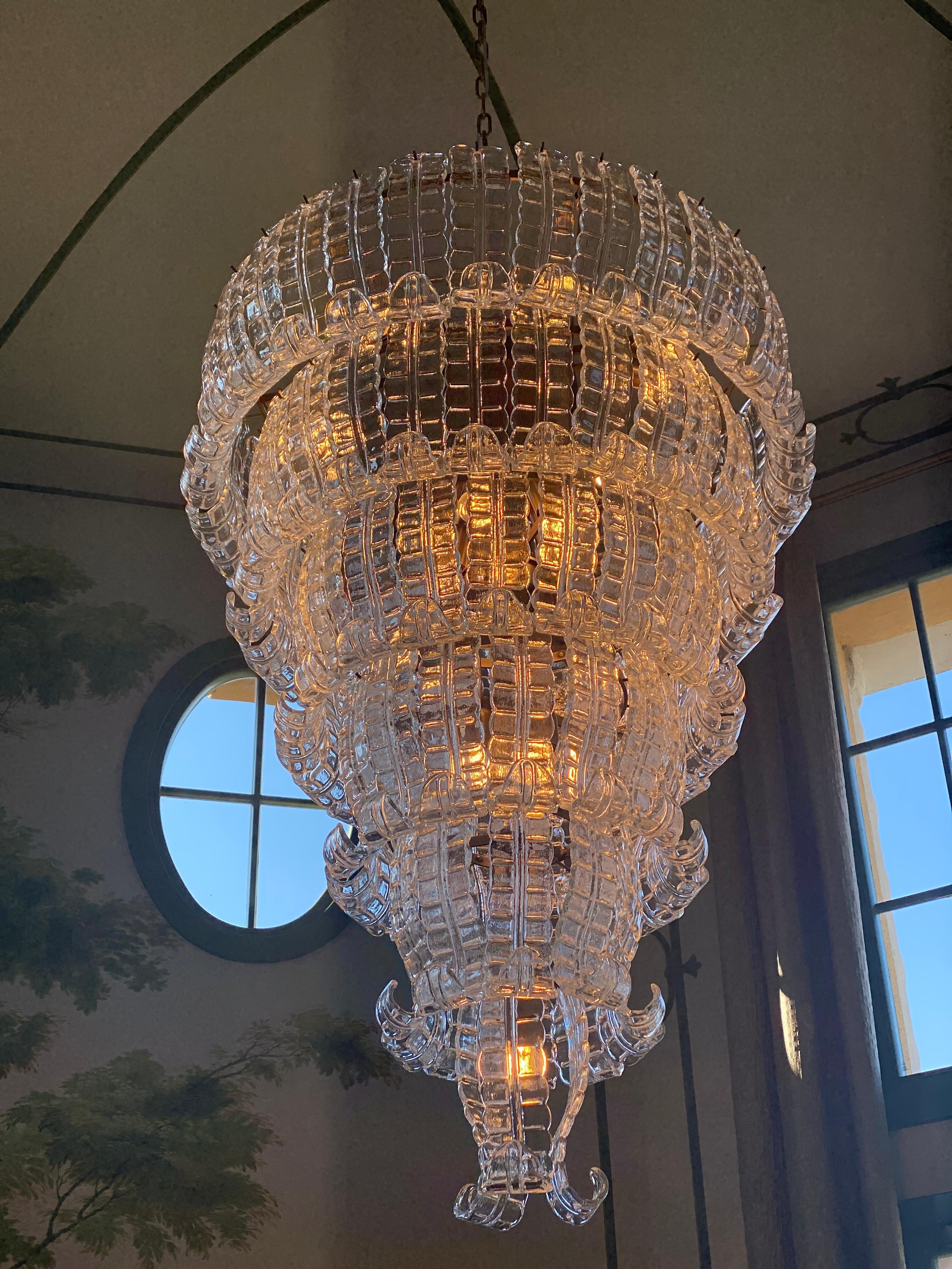 XXI secolo e contemporaneo Lampadario monumentale Felci in vetro di Murano in vendita