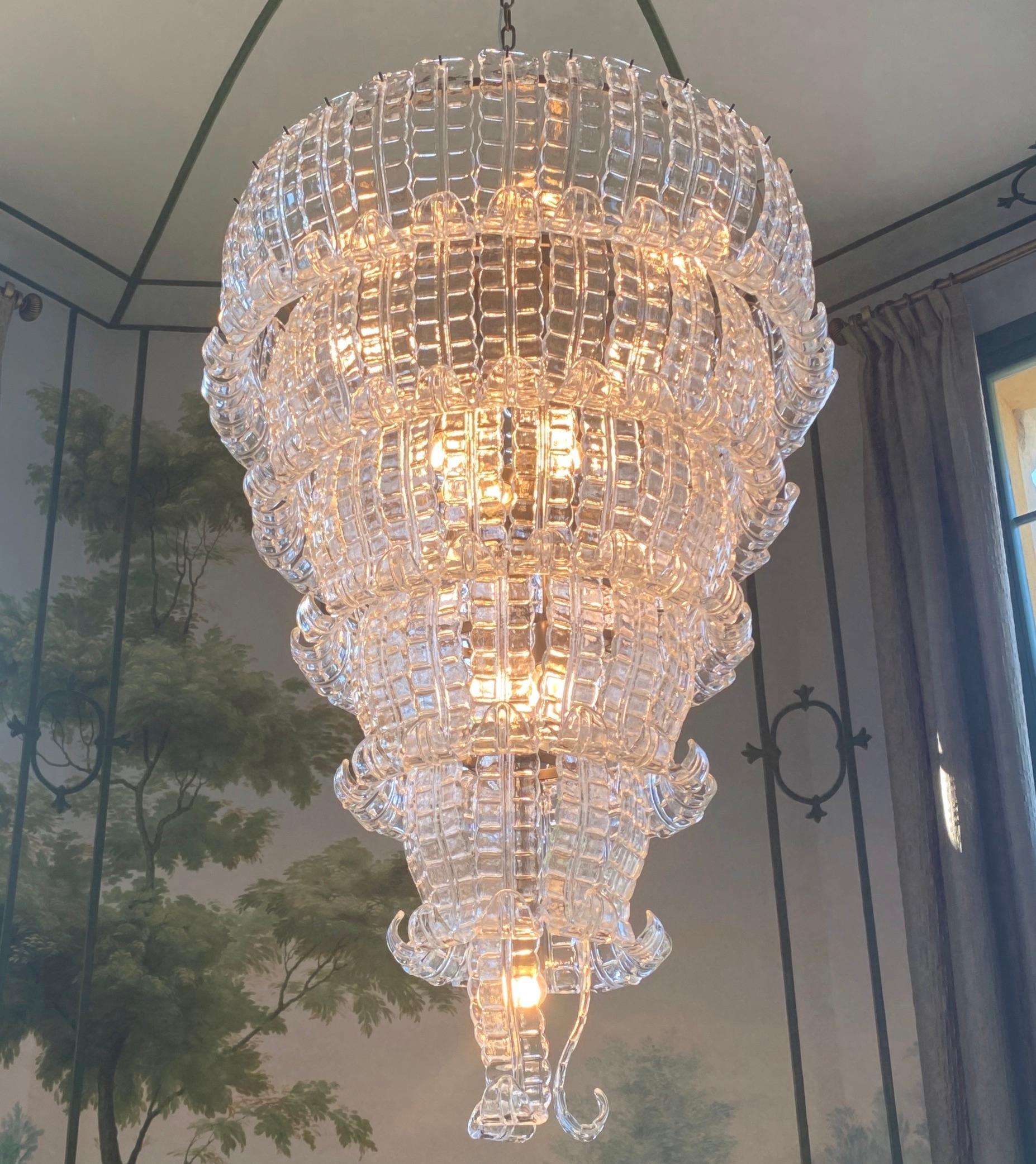Lampadario monumentale Felci in vetro di Murano in vendita 1