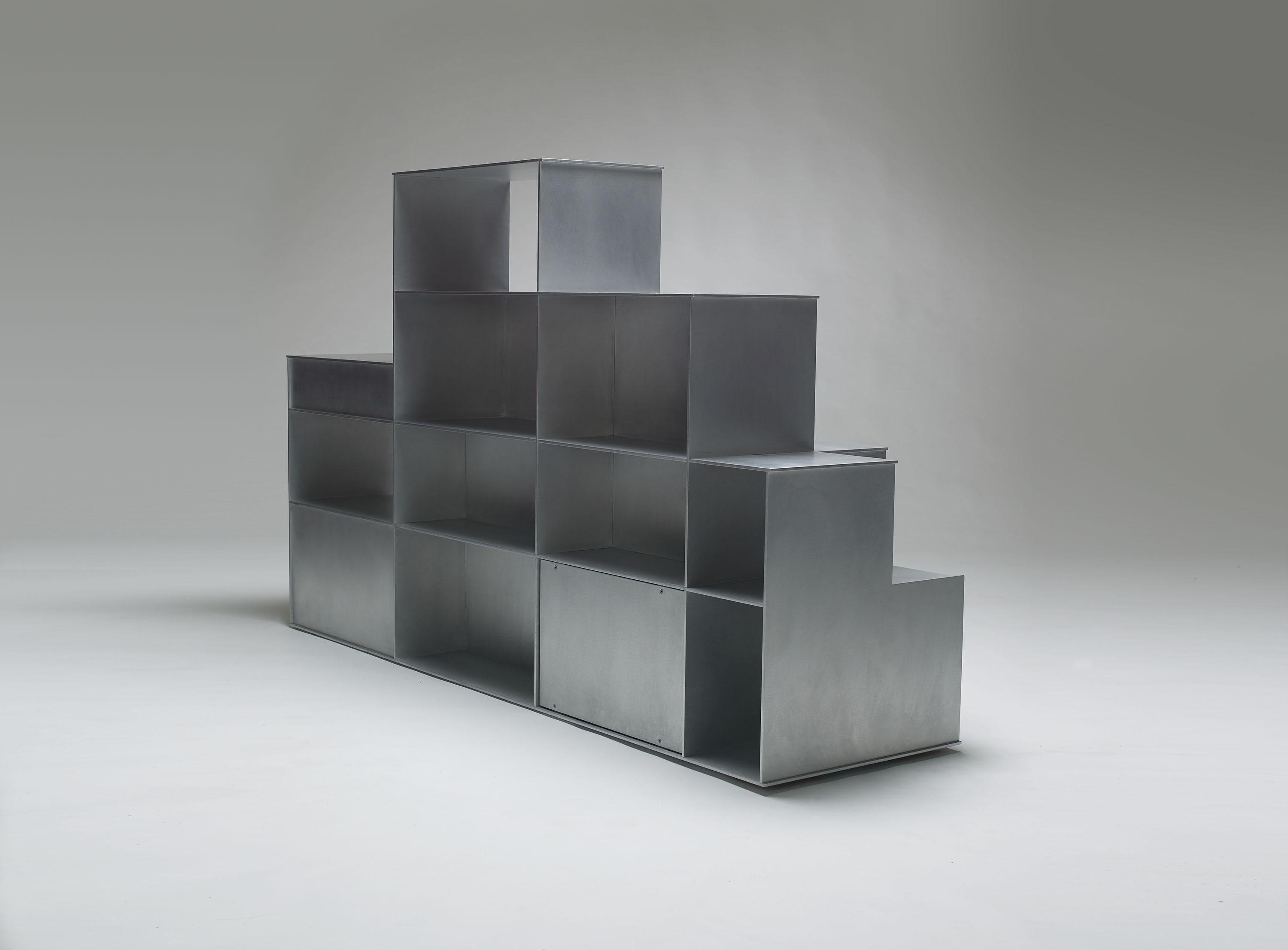 Burnished Monumental Fifty/50 Floor Shelf by Jonathan Nesci, Final Work of Edition 3/3 For Sale