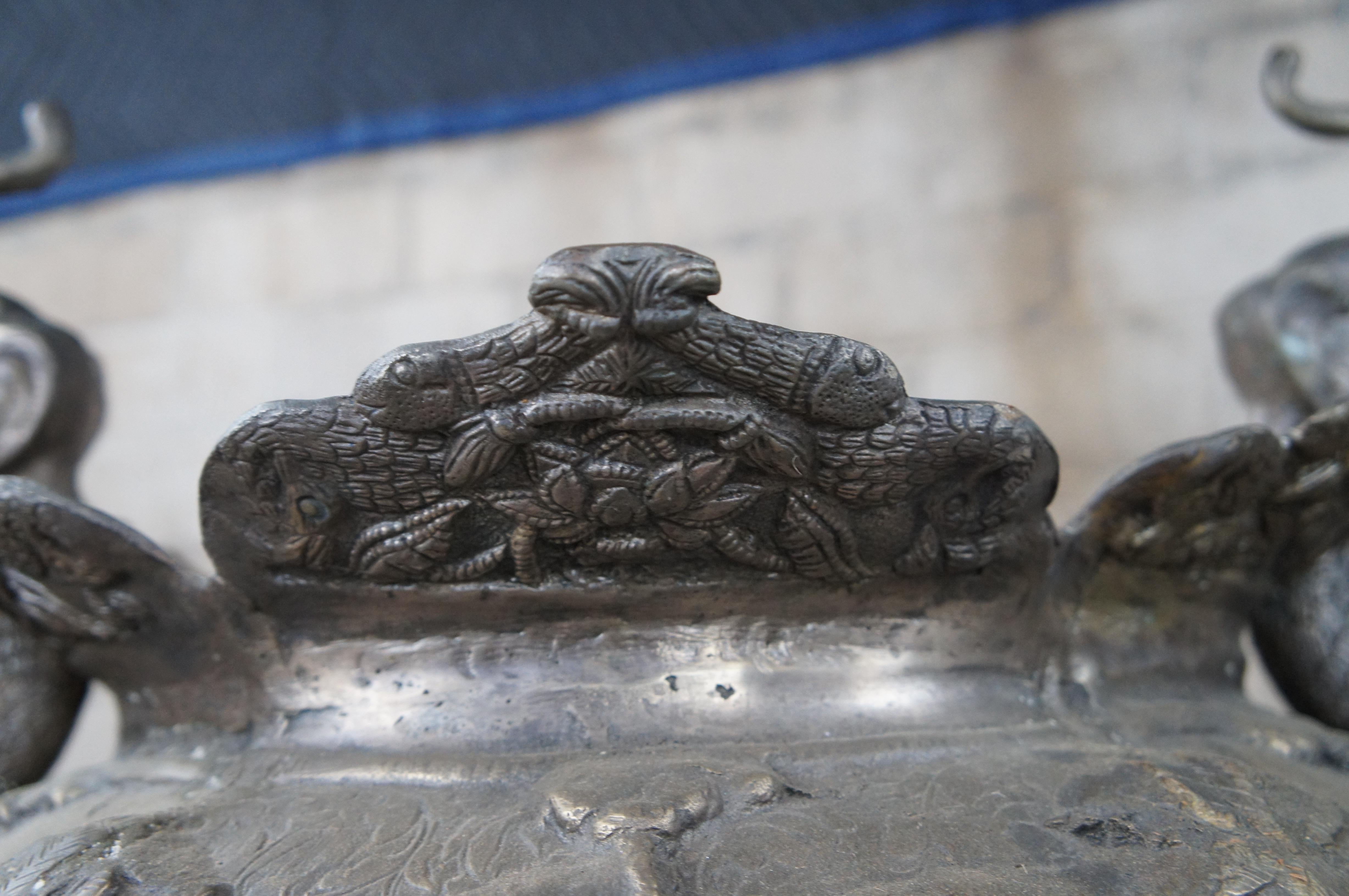 Monumental Figural Indian Bronze Outdoor Elephant Planter Handled Floor Urn 35