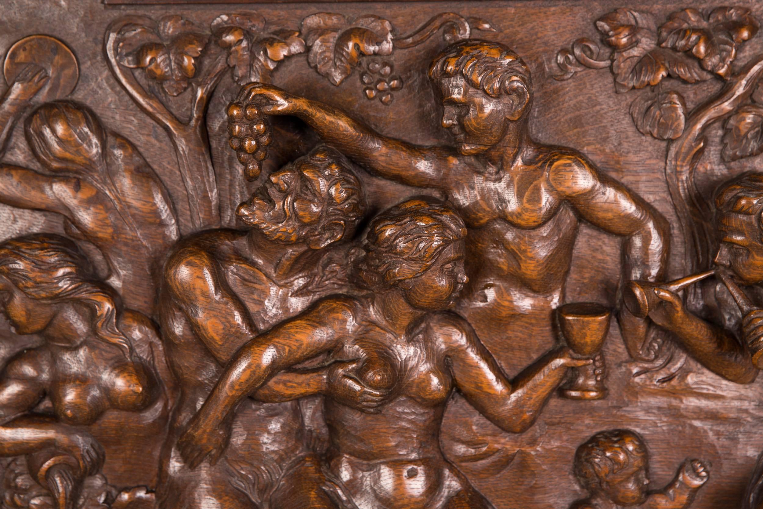 Hand-Carved Monumental Figurative Renaissance Bar Cabinet, circa 1880