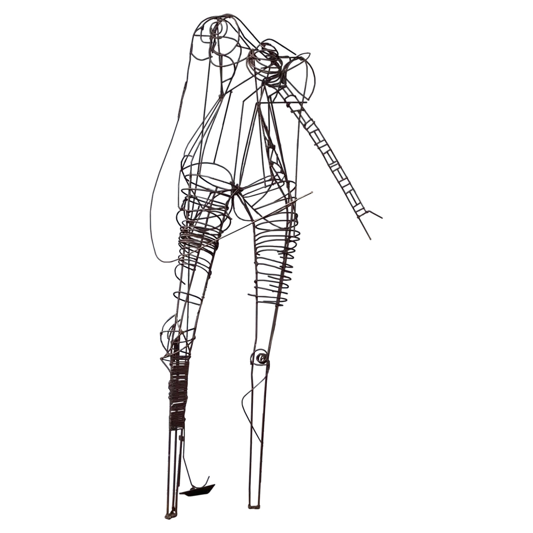 Monumental Figurative Wire Iron Sculpture, Female Figure Titled "DOMINATRIX For Sale