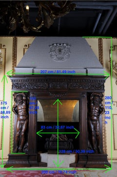 Monumental Figures Fireplace/Chimney Neo-Renaissance 19th Century Walnut
