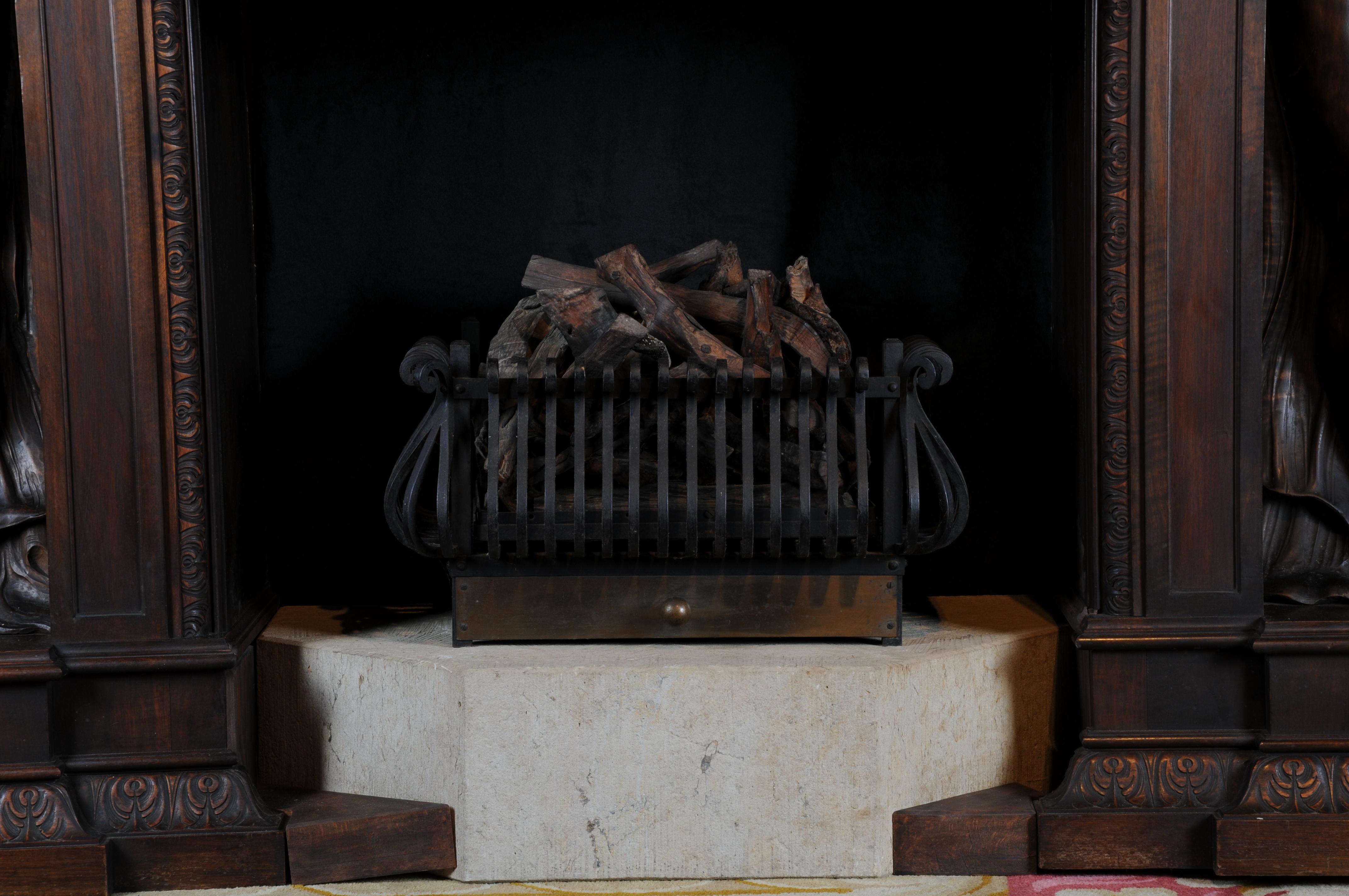 Monumental Figures Fireplace Neo-Renaissance 19th Century Walnut For Sale 6