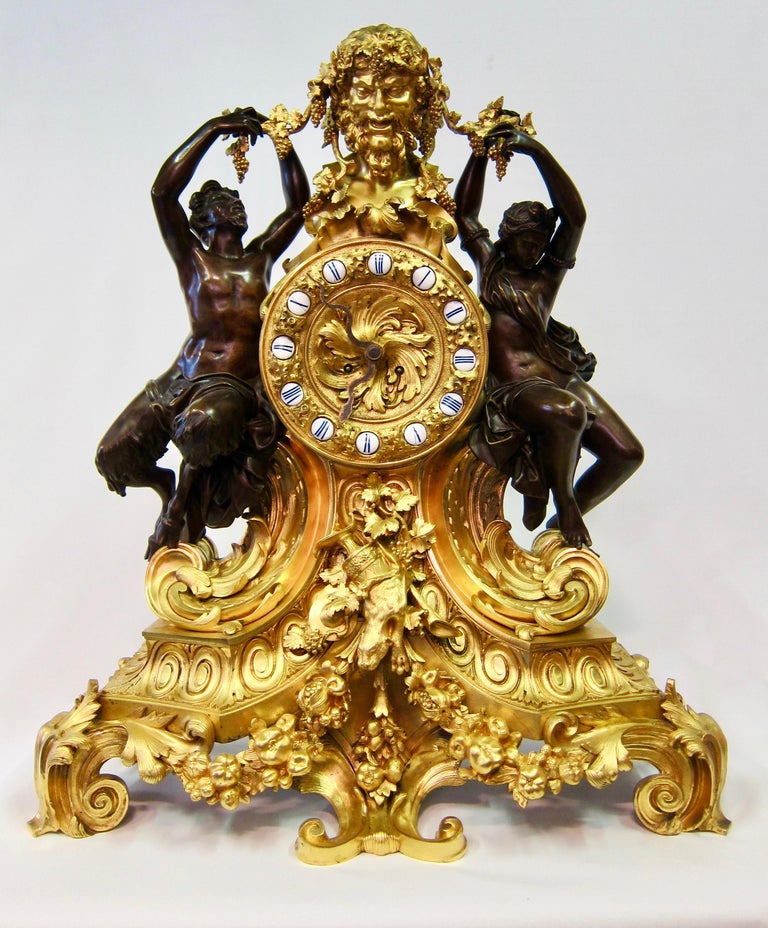Monumental Fine Vintage 19th Century Bronze Bacchus Clock For Sale at ...