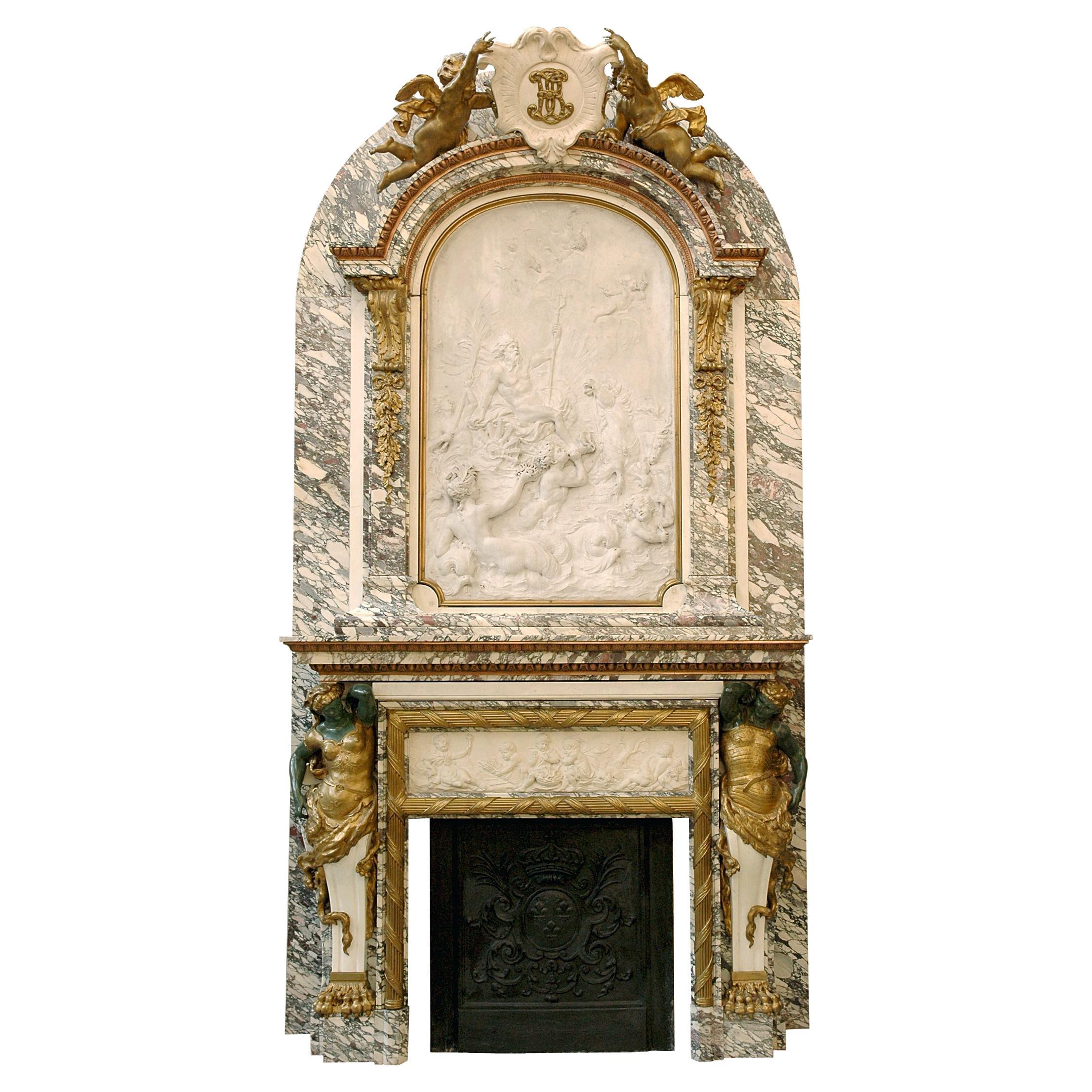 Monumental Fireplace Signed by Jules Allard and Louis Ardisson For Sale