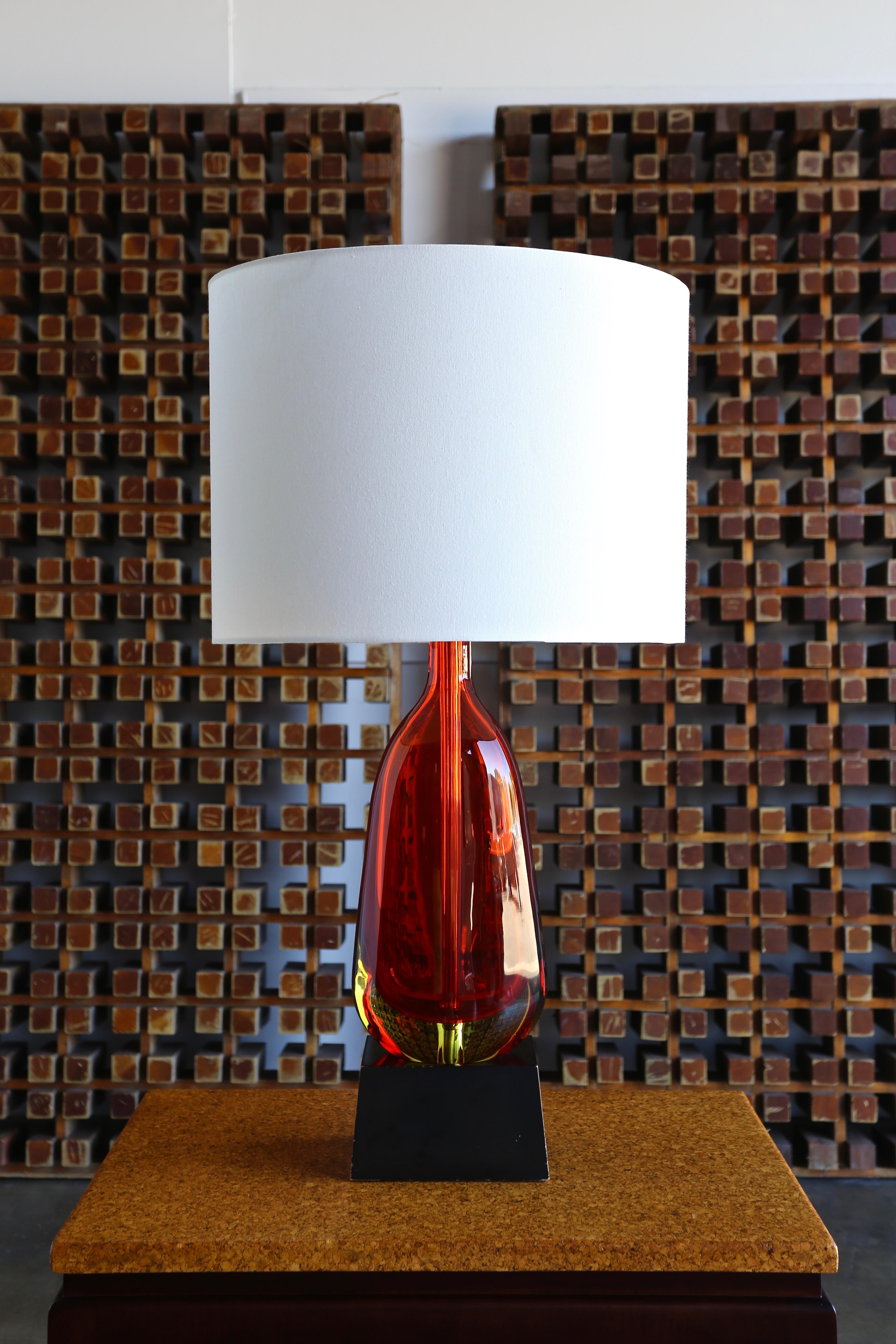 Mid-Century Modern Monumental Flavio Poli for Seguso Murano Glass Table Lamp