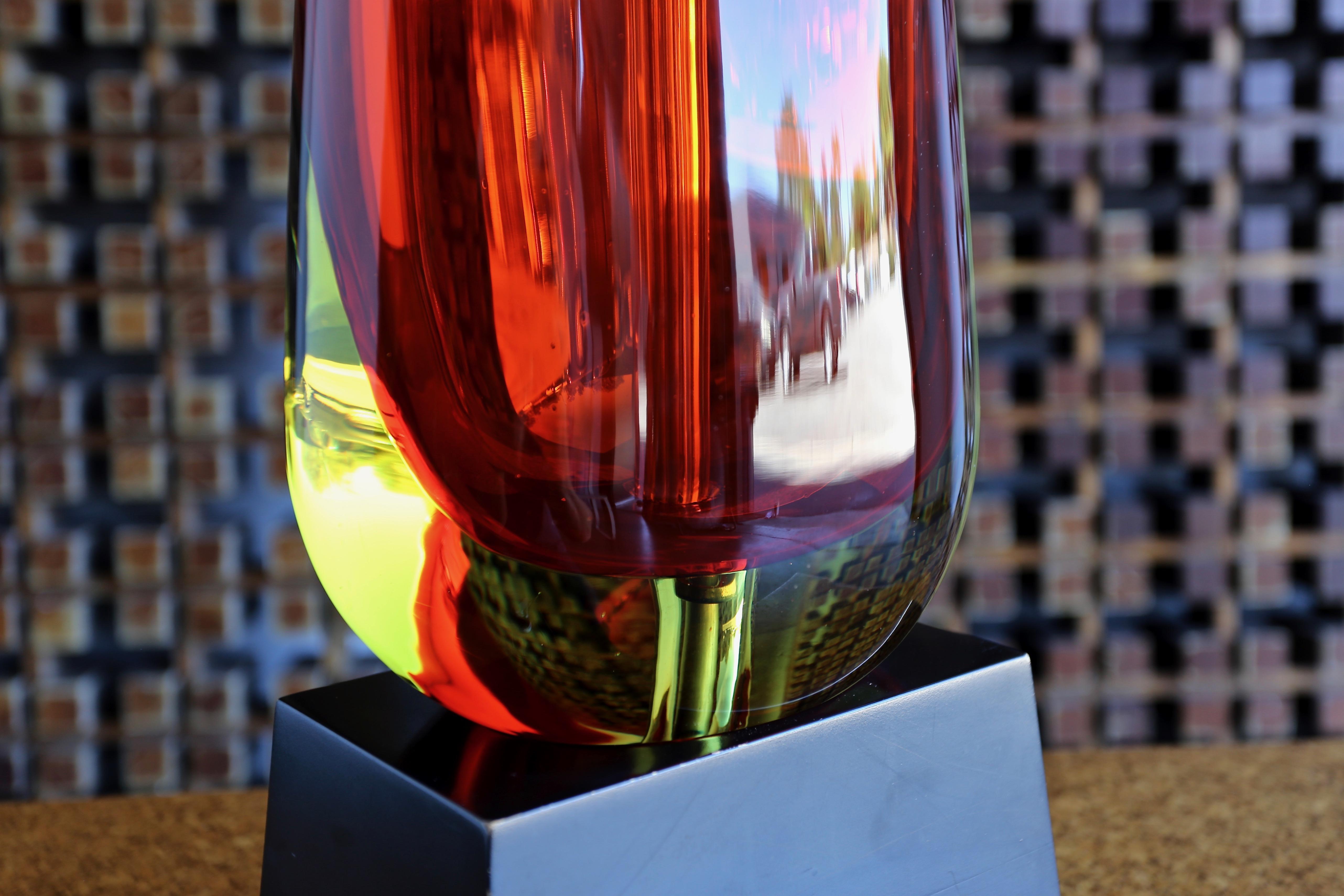 Monumental Flavio Poli for Seguso Murano Glass Table Lamp In Good Condition In Costa Mesa, CA