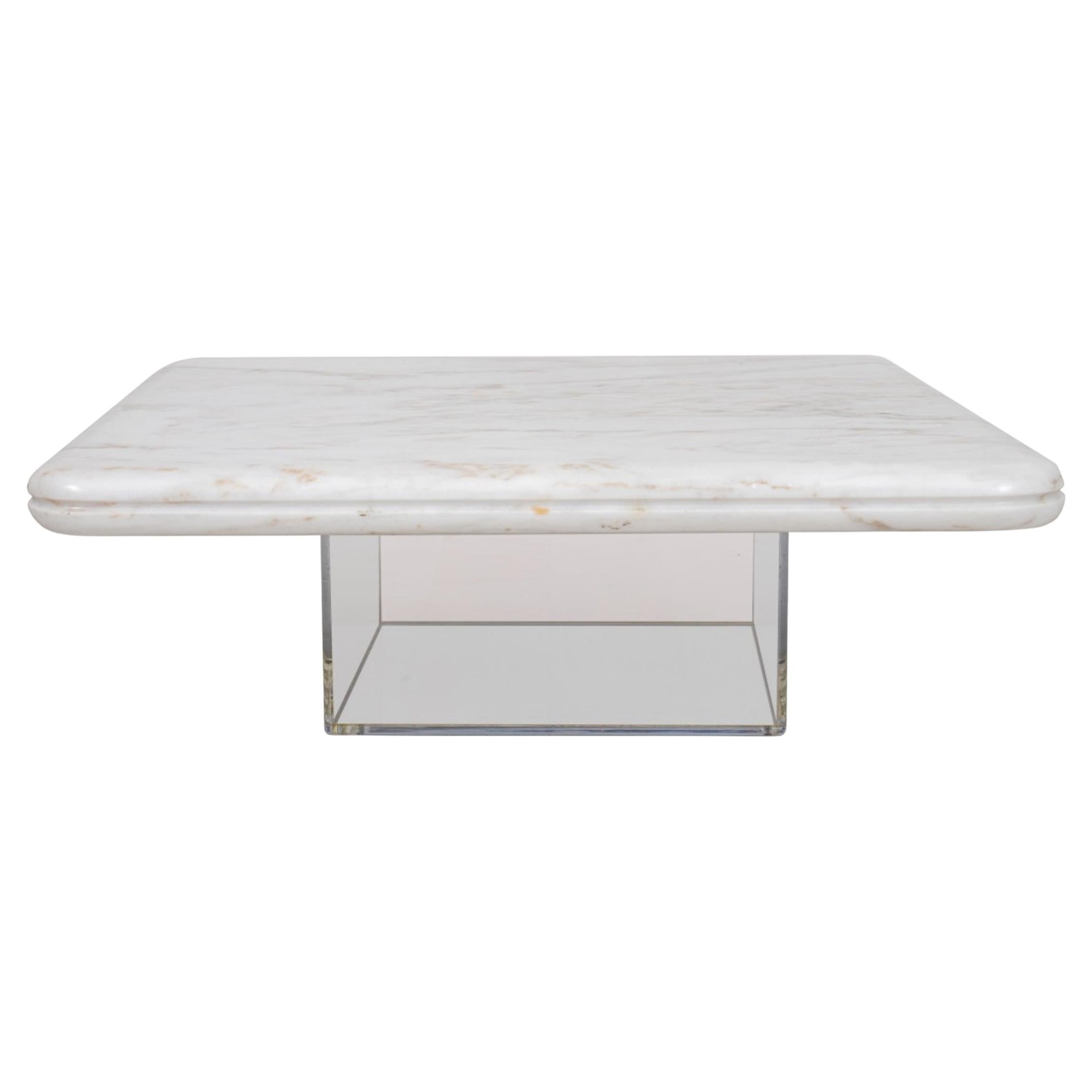 Monumental "Floating" Calacatta Marble Low Table