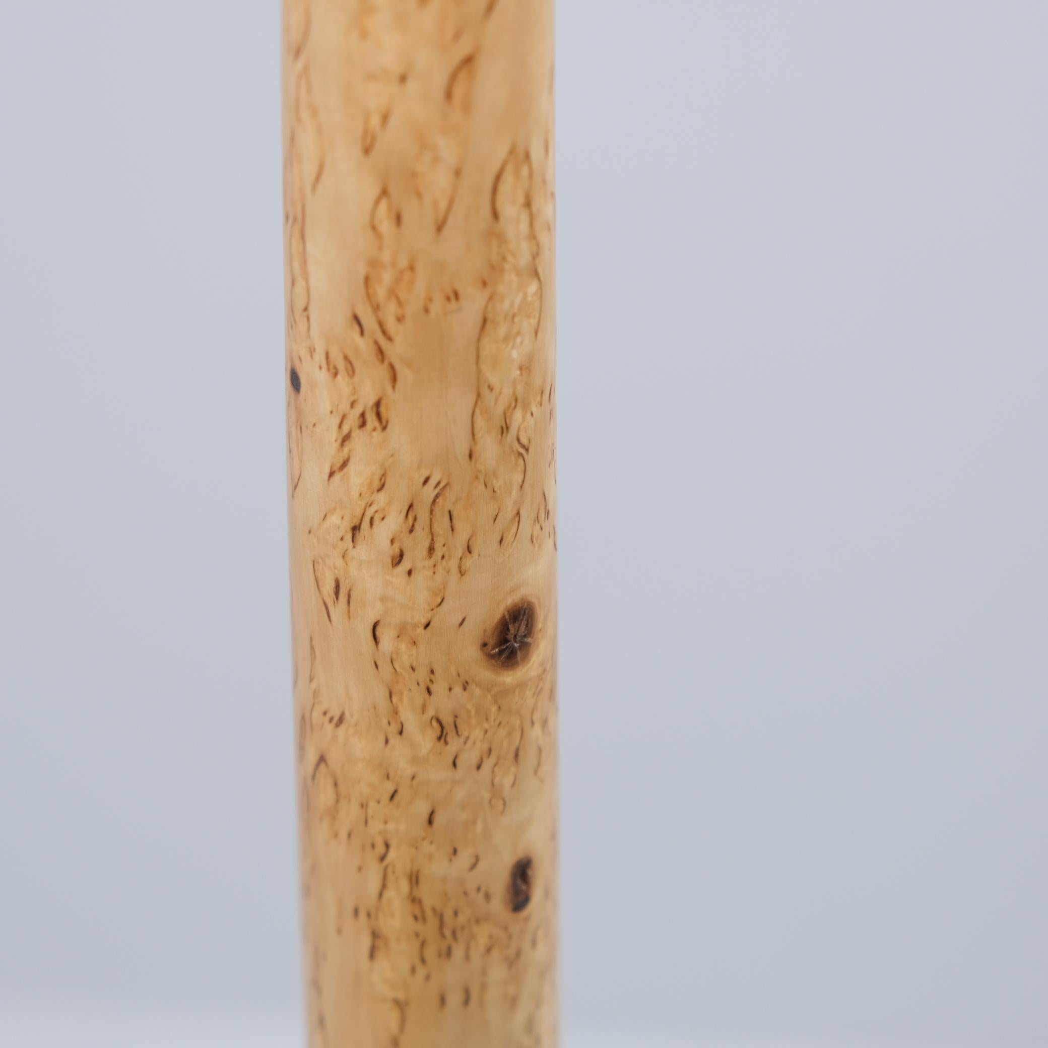 Monumental Floor Lamp Attributed to Paavo Tynell, Brass and Silver Curly Birch For Sale 3