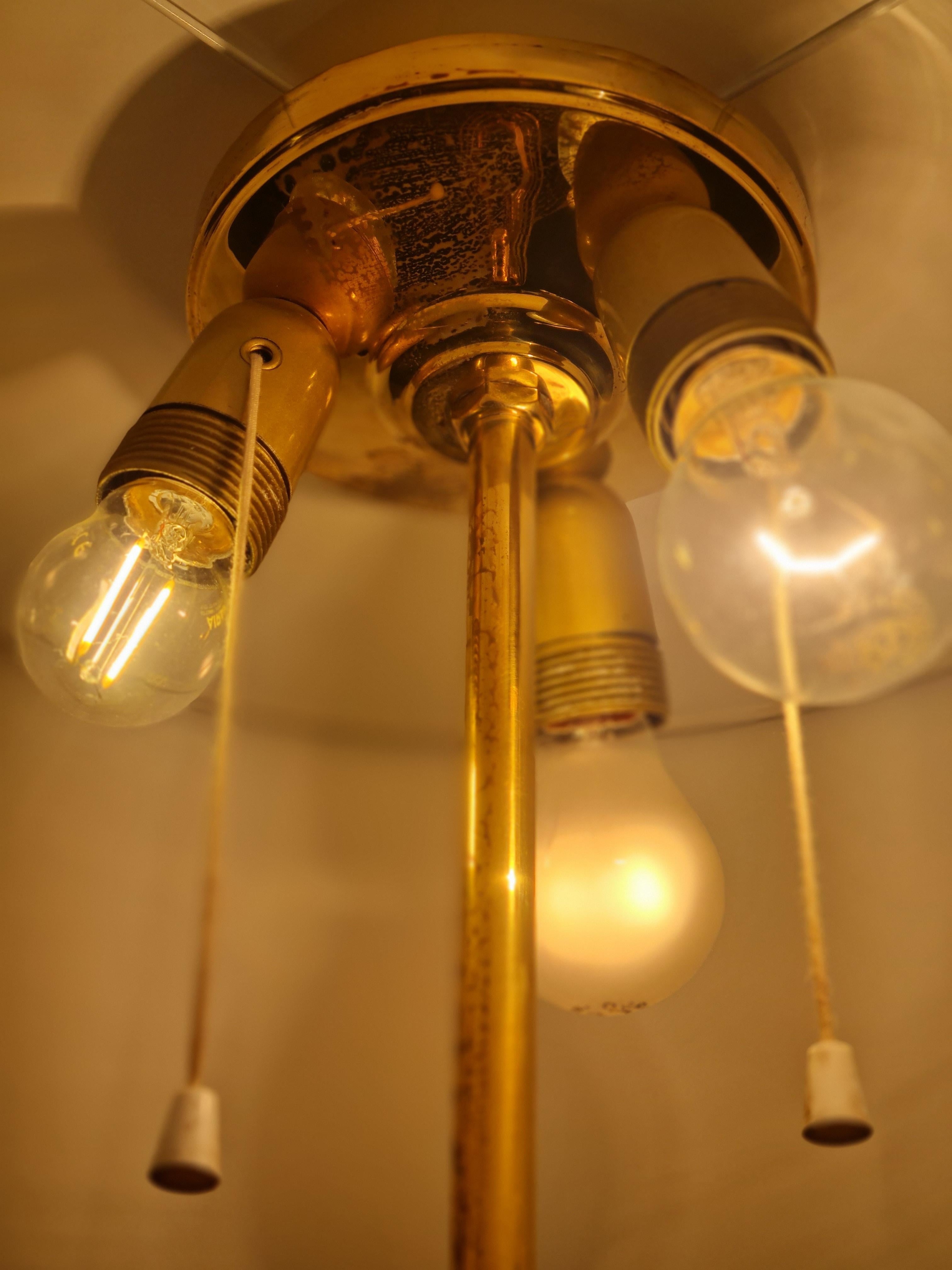 Monumental Floor Lamp Attributed to Paavo Tynell, Brass and Silver Curly Birch For Sale 2
