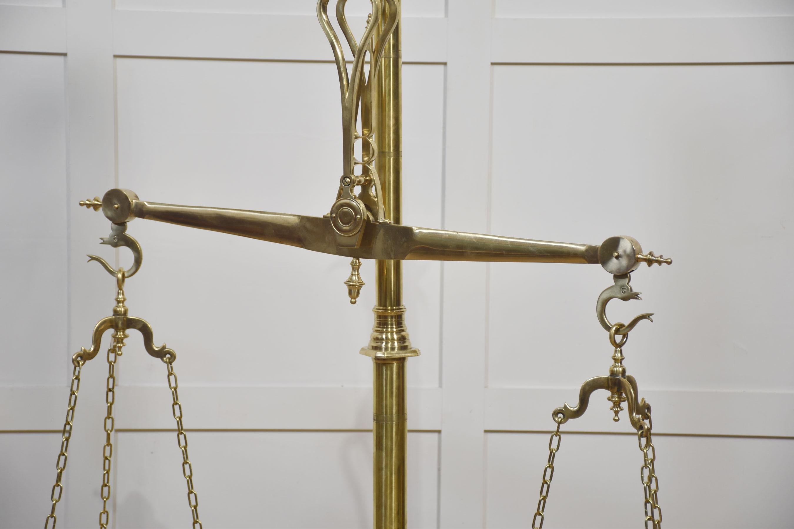 20th Century Monumental floor standing brass Butcher scale For Sale