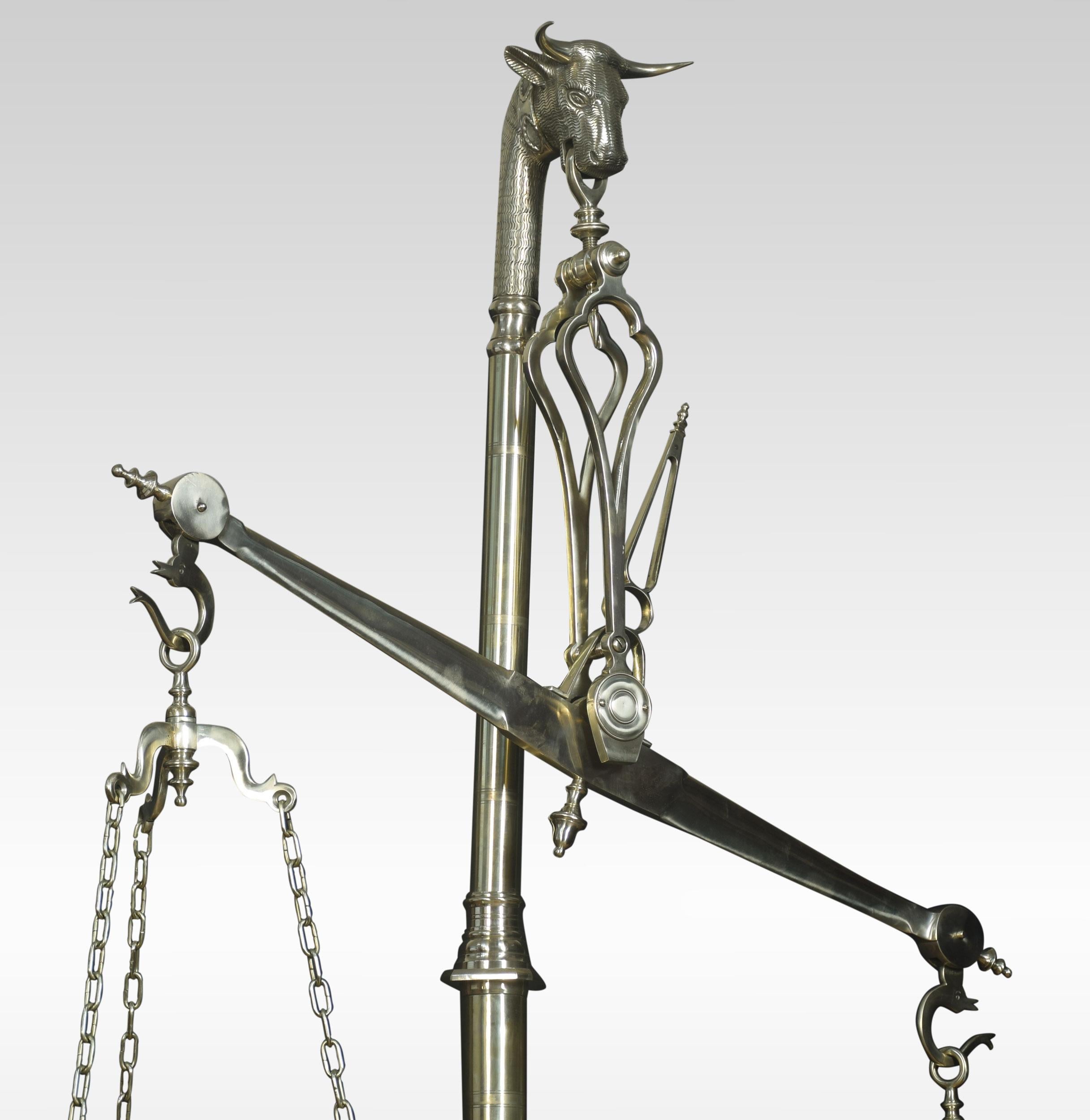 Spanish Monumental Floor Standing Brass Butcher Scale