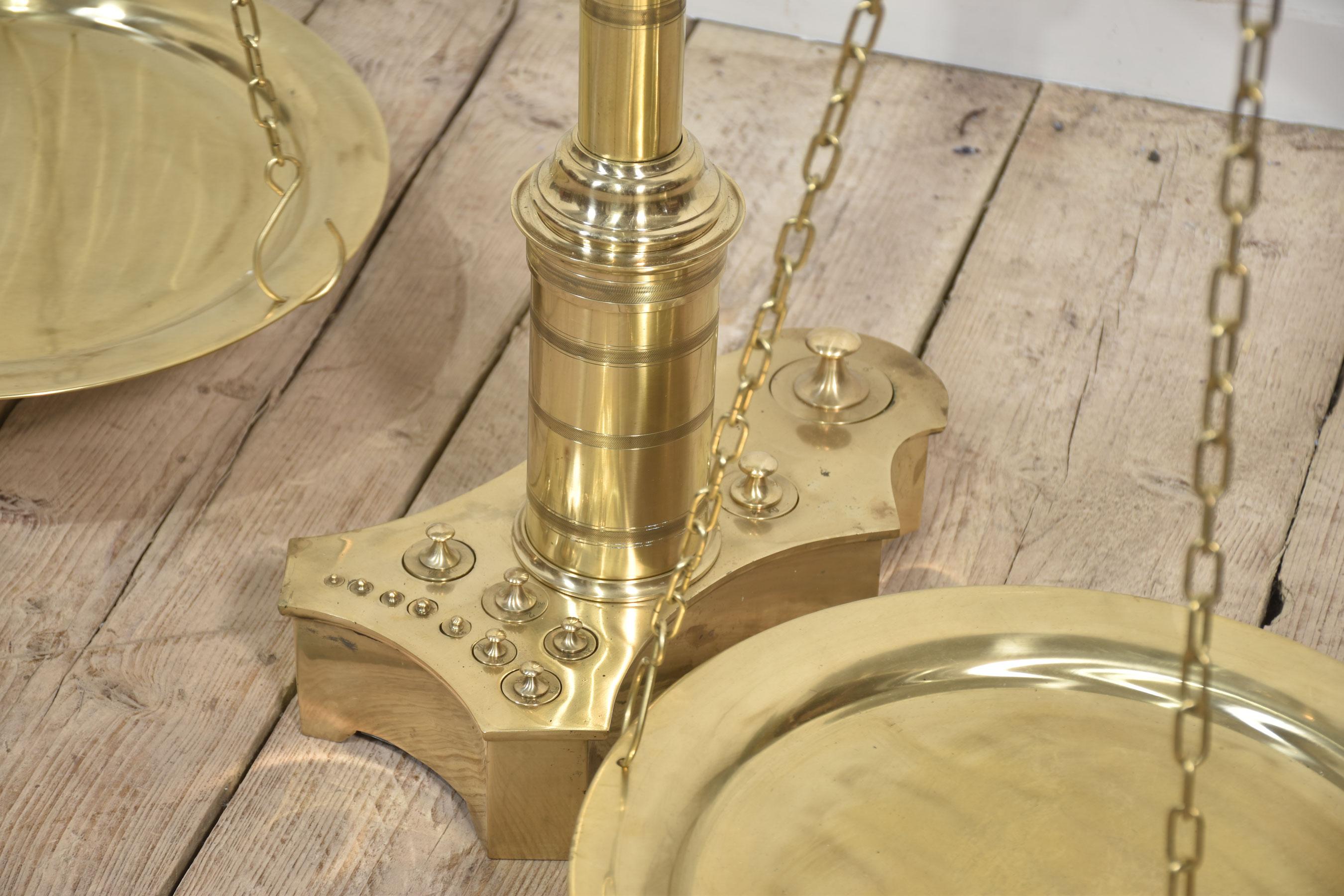 Monumental floor standing brass Butcher scale For Sale 2