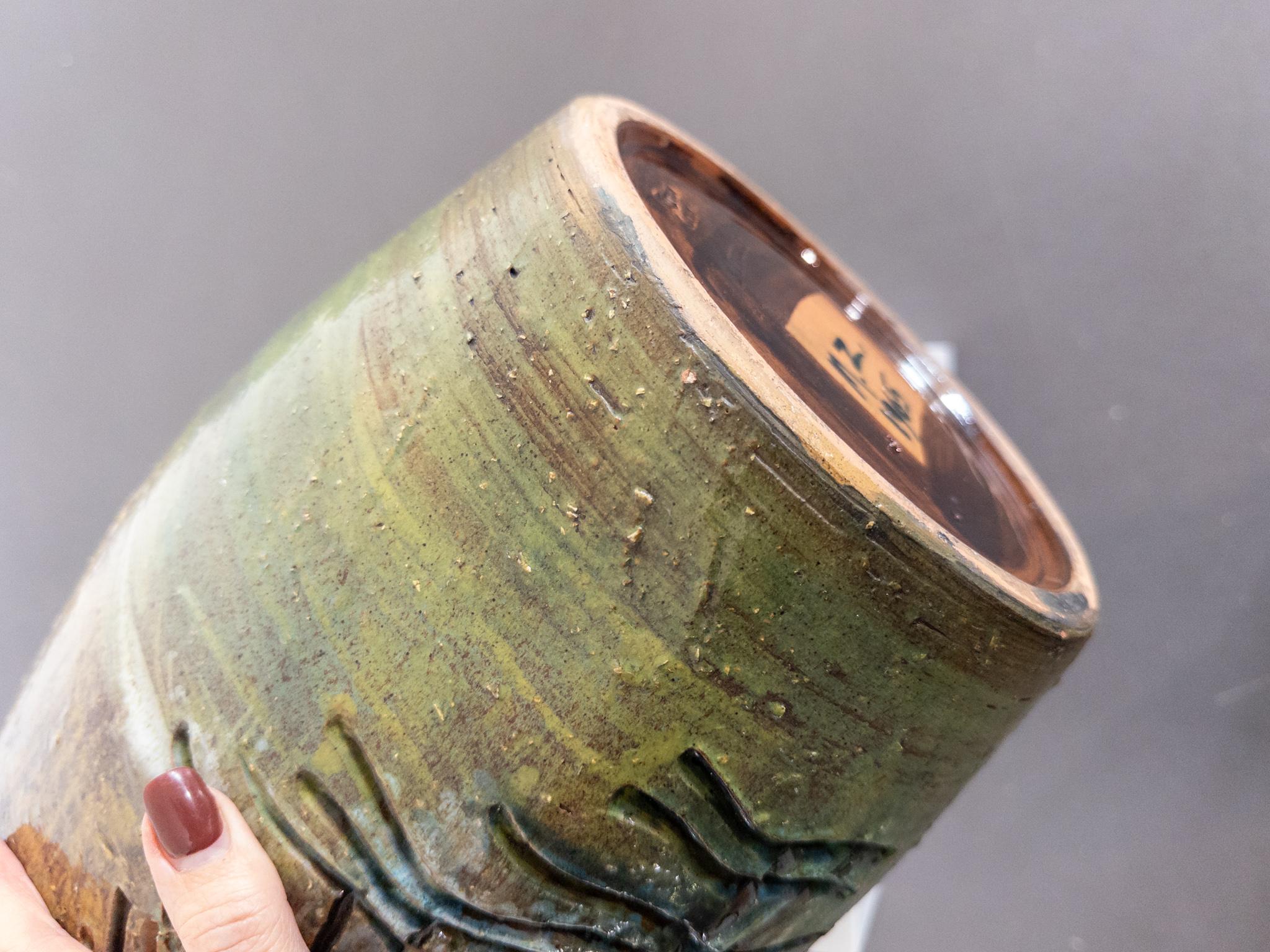 Scandinavian Modern Monumental Floor Vase by Marian Zawadzki, Signed and Dated 1965 For Sale