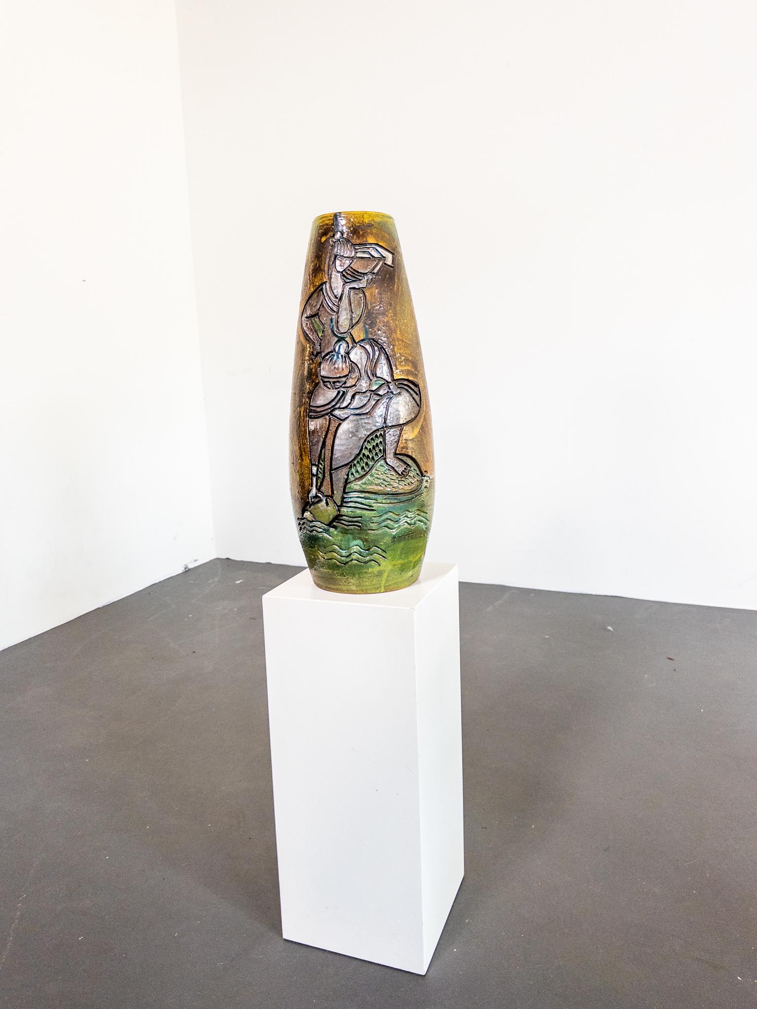 Monumental Floor Vase by Marian Zawadzki, Signed and Dated 1965 For Sale 2