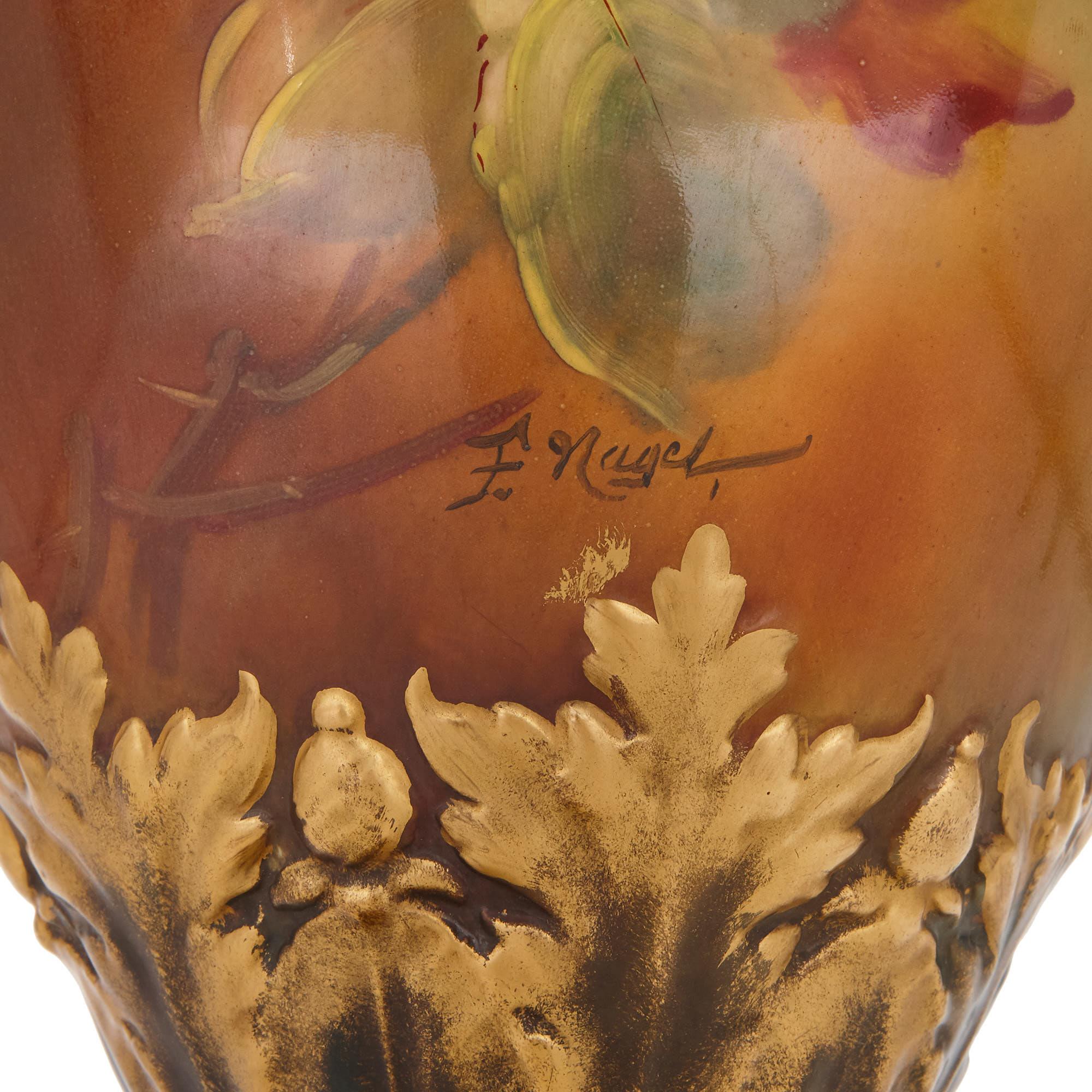 20th Century Monumental Floral Porcelain Vase by Royal Bonn